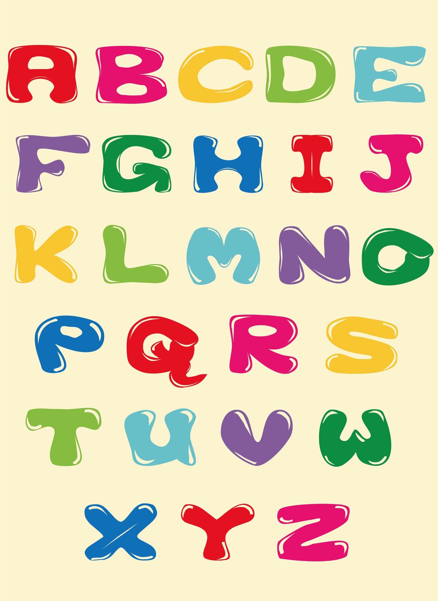 Colorful Word Art ABC Printables