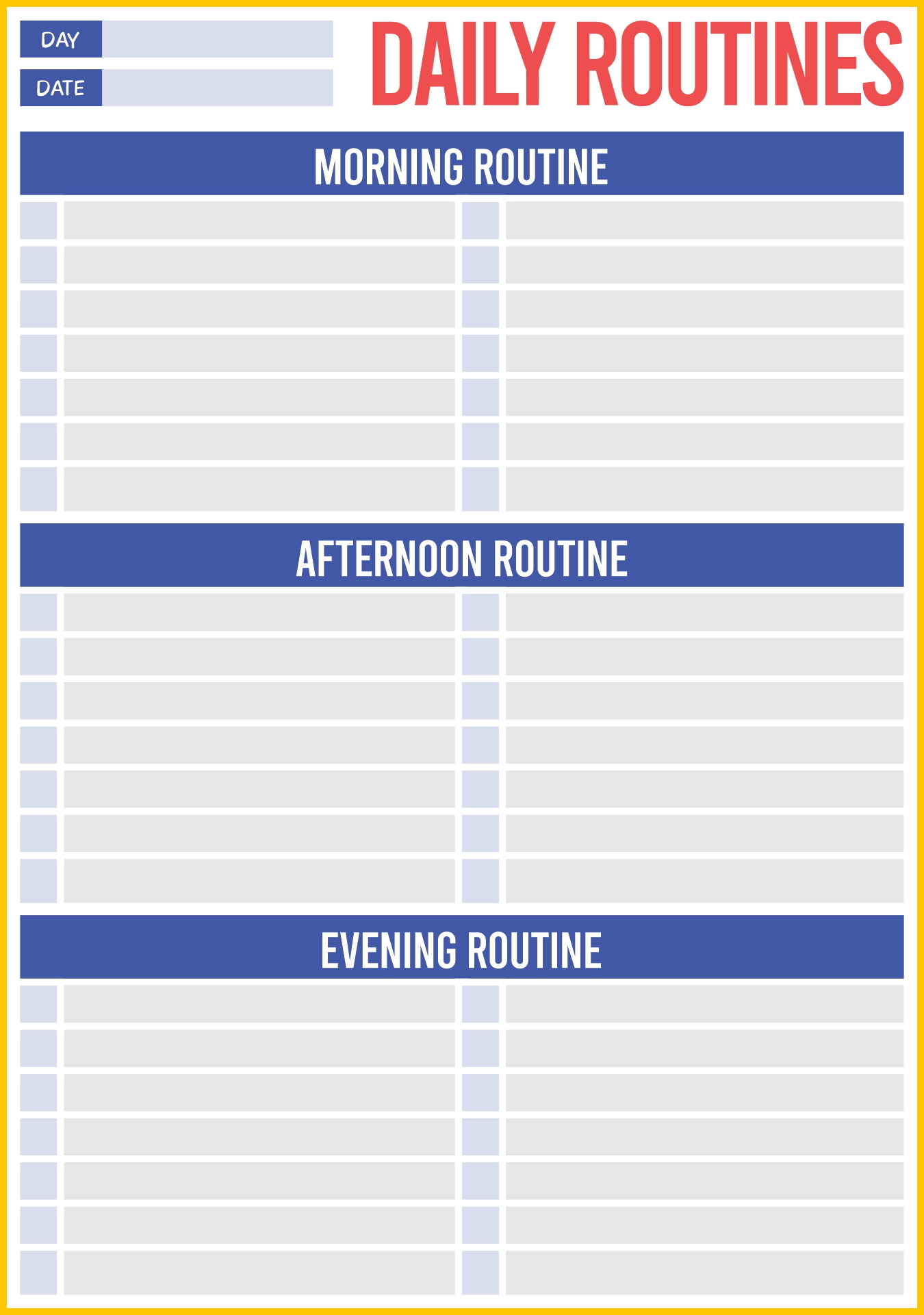 Daily Routine Checklist Printables