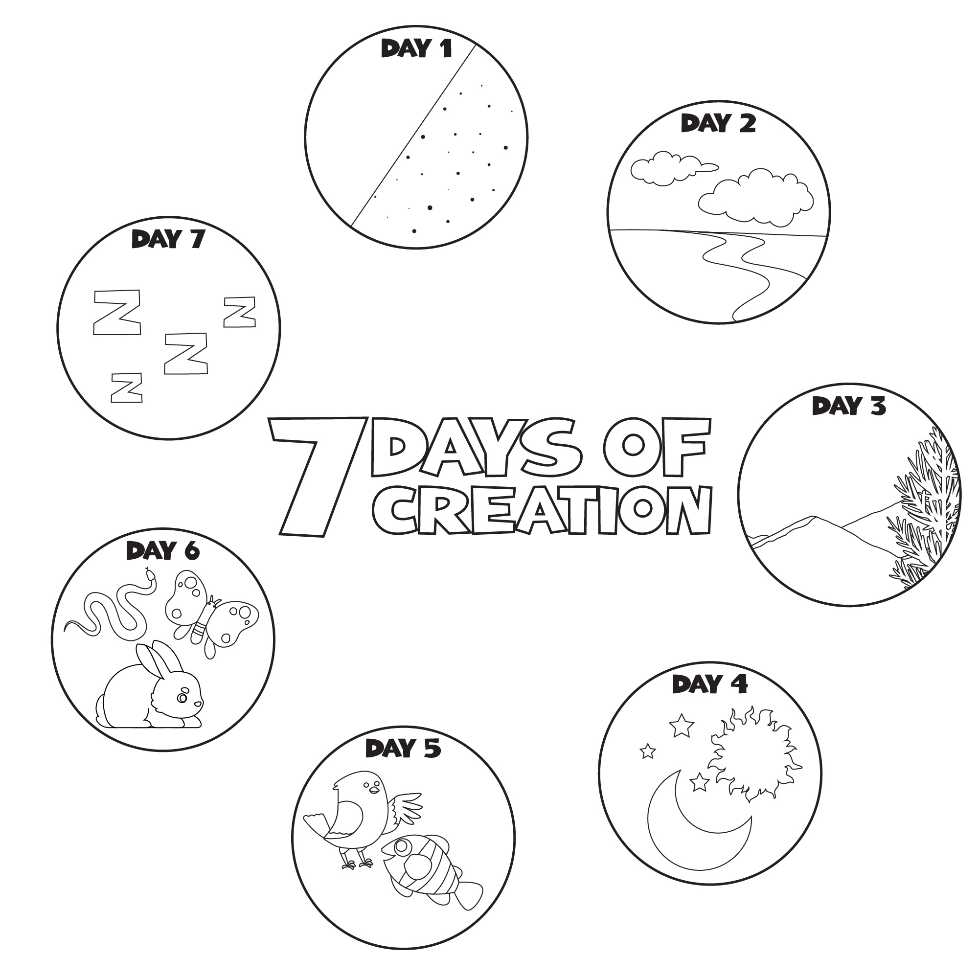 Days of Creation Coloring Sheets for Sunday School