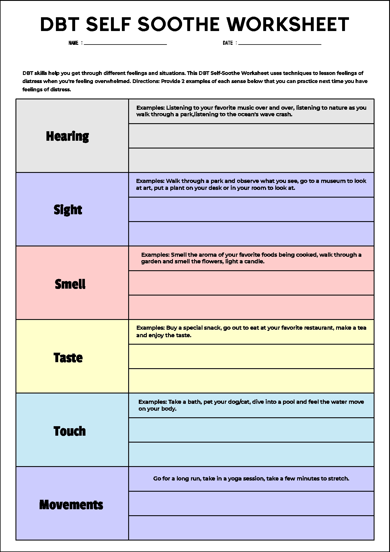 DBT Skills Workbook Printable