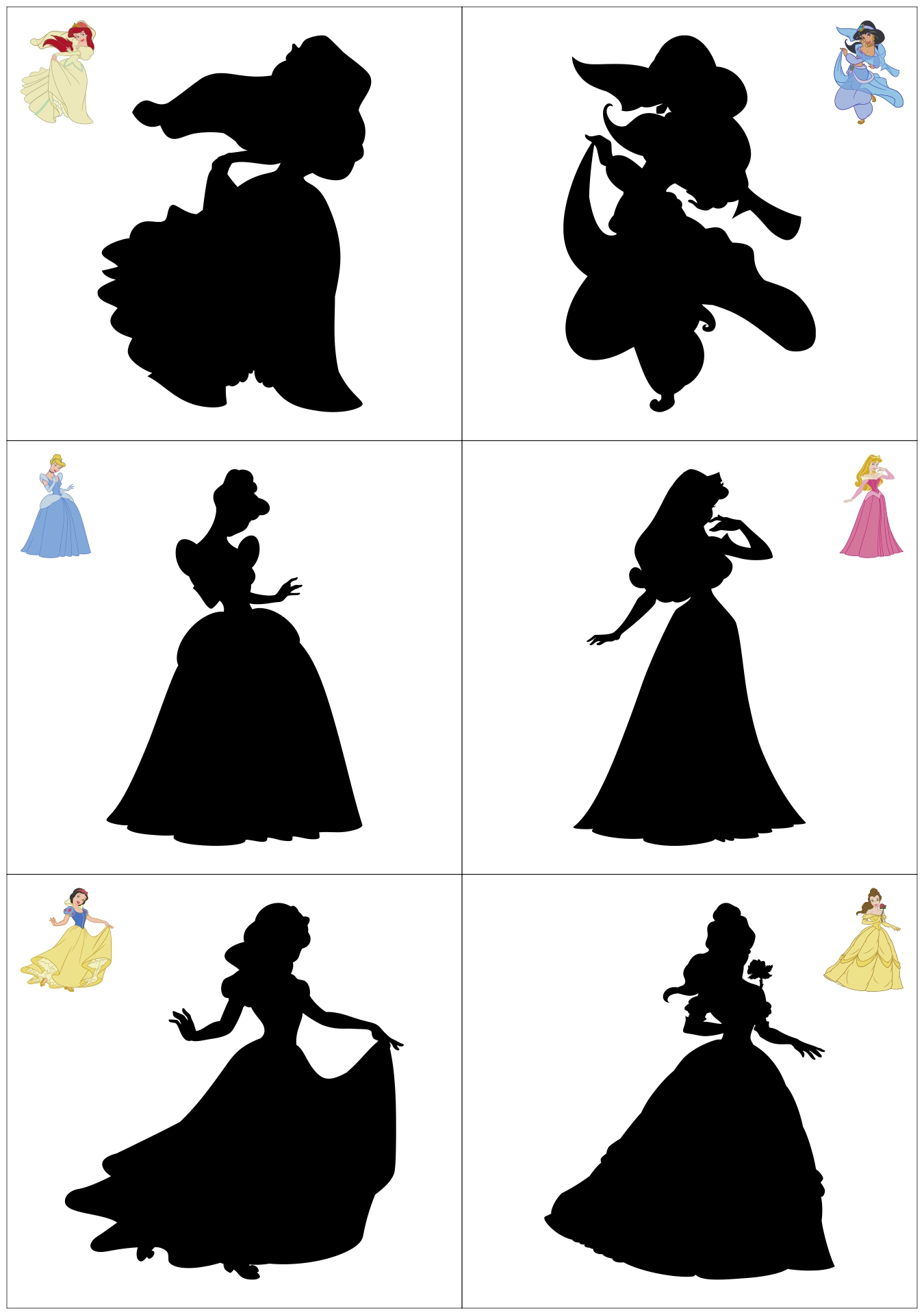 Disney Princess Silhouette Cut Outs