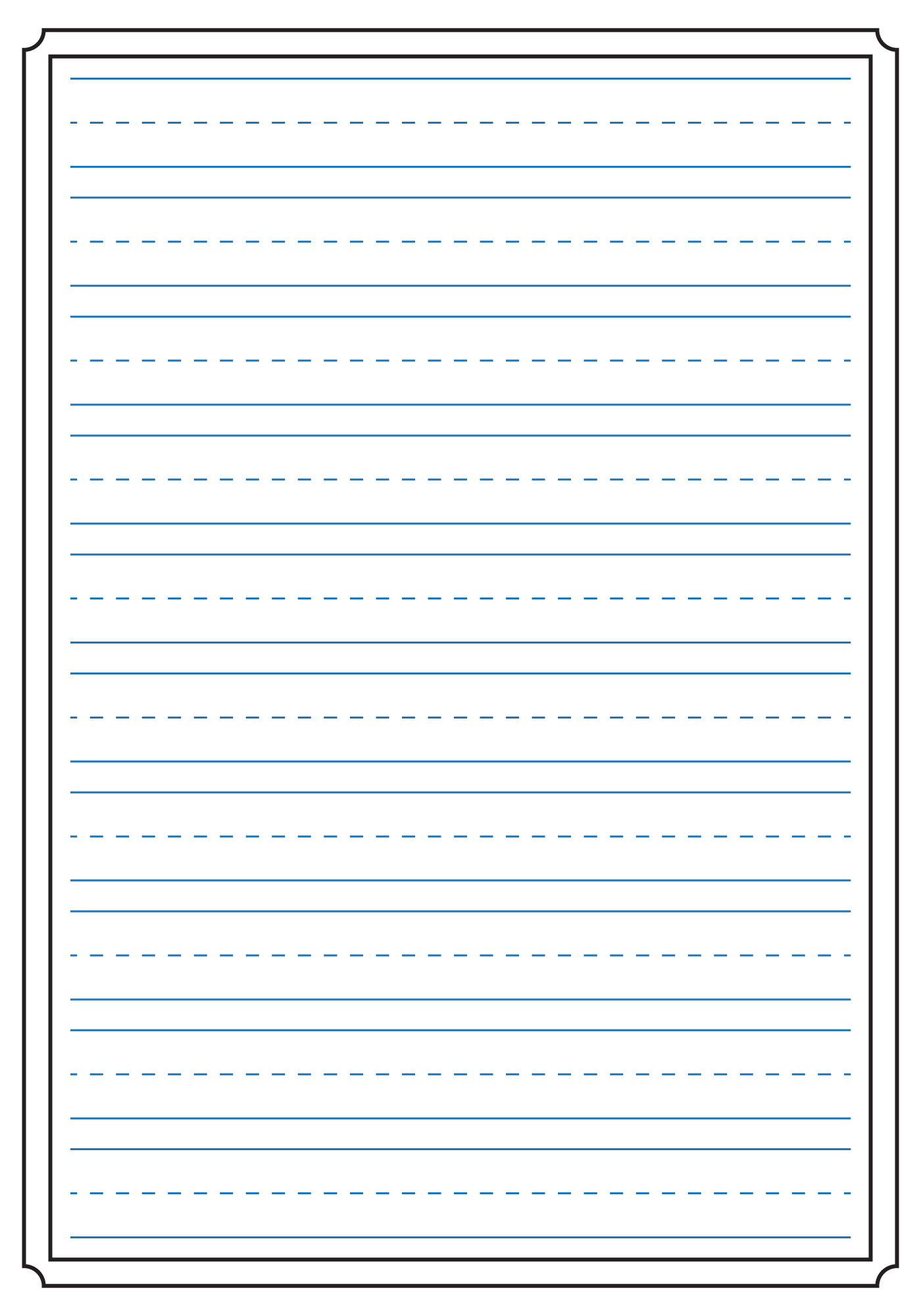 Dotted Blue Line Writing Paper Template