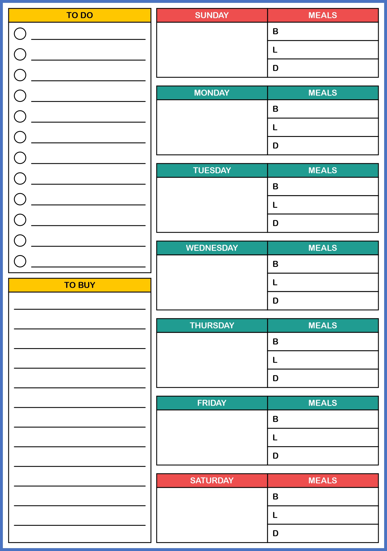 Family Schedule Organizer Printables