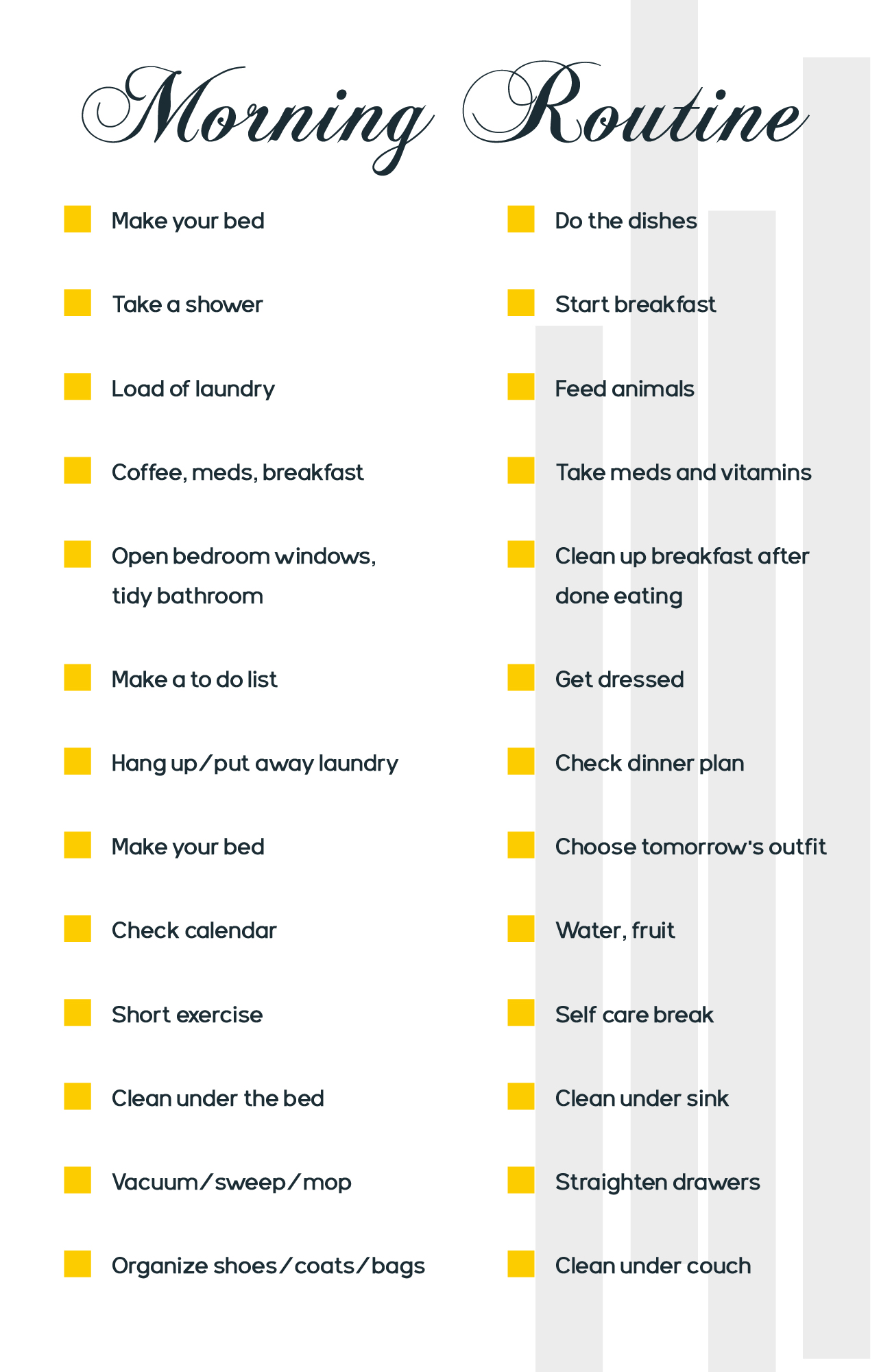 FlyLady Morning Schedule Printable