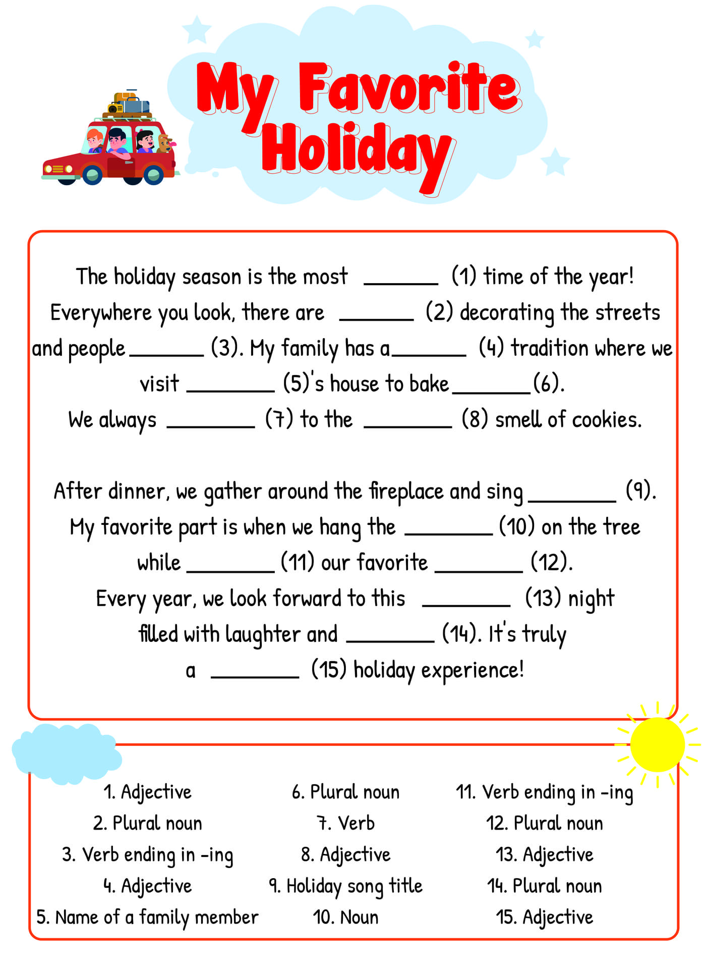 Holiday Fun Printable Mad Libs for Kids