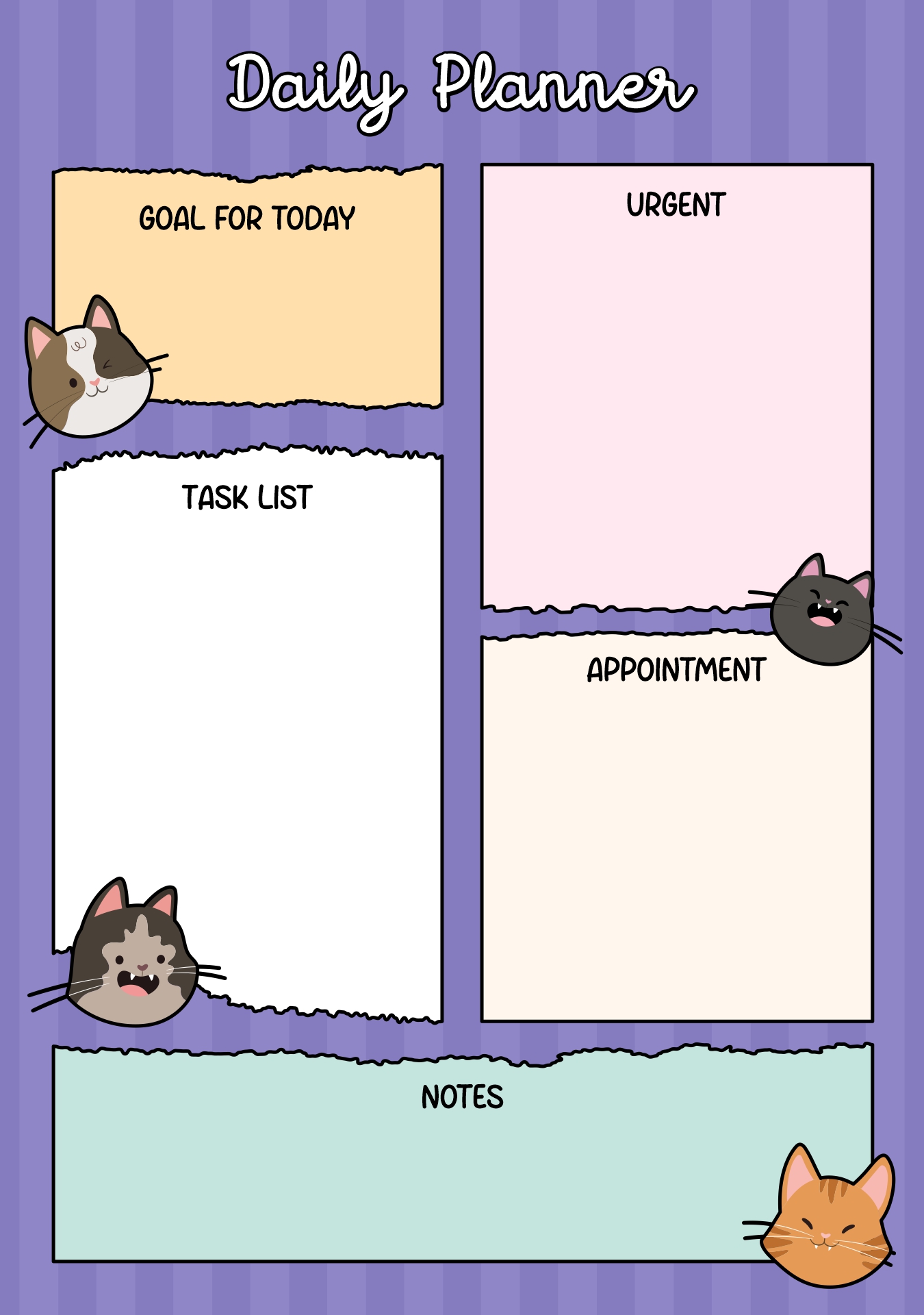 I Love My Cat Daily Planner Pages