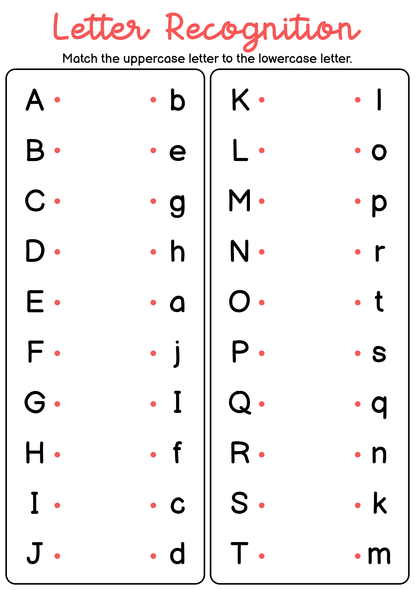 Kindergarten Alphabet Identification Worksheets