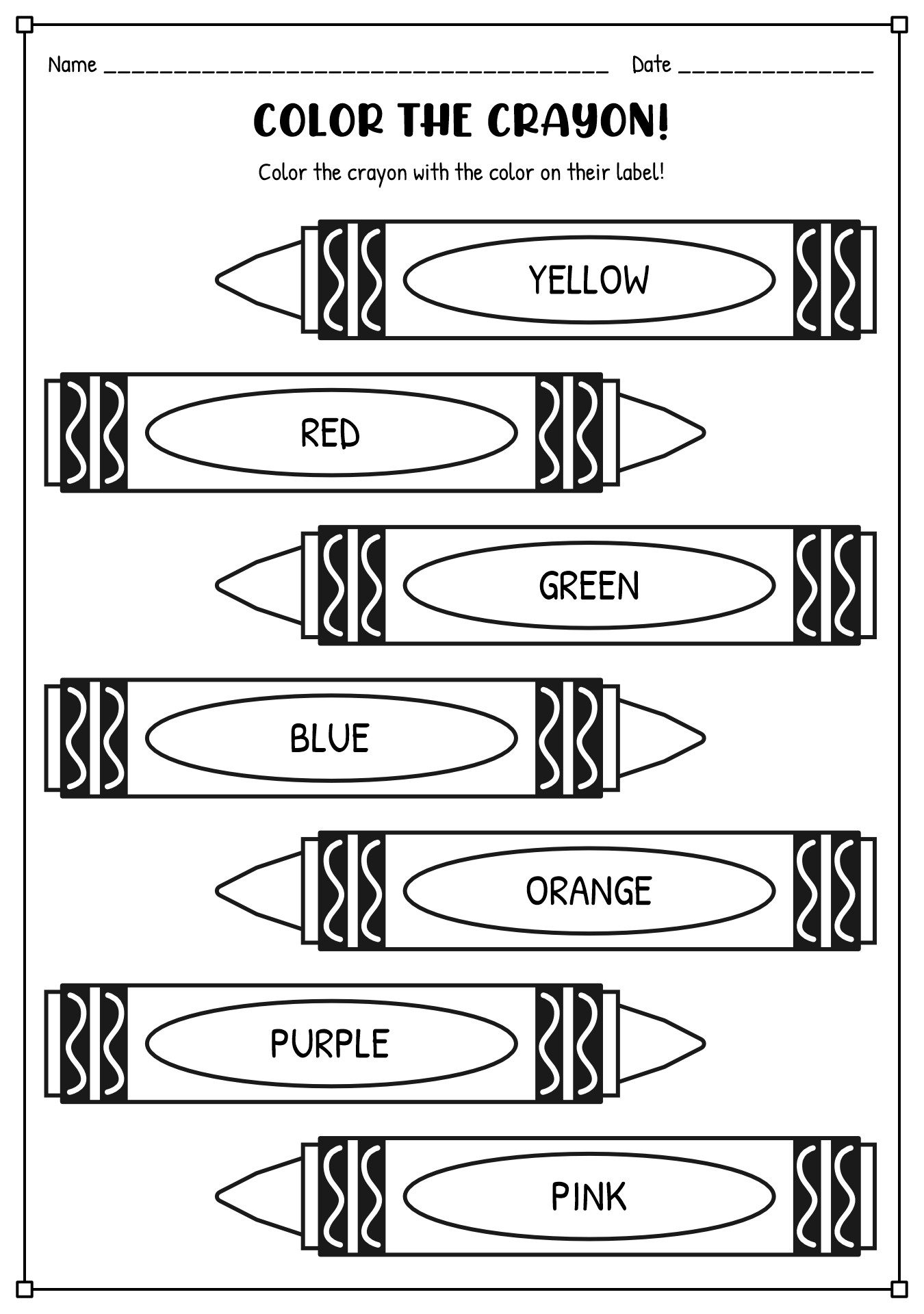 Kindergarten Crayon Pattern Coloring Page