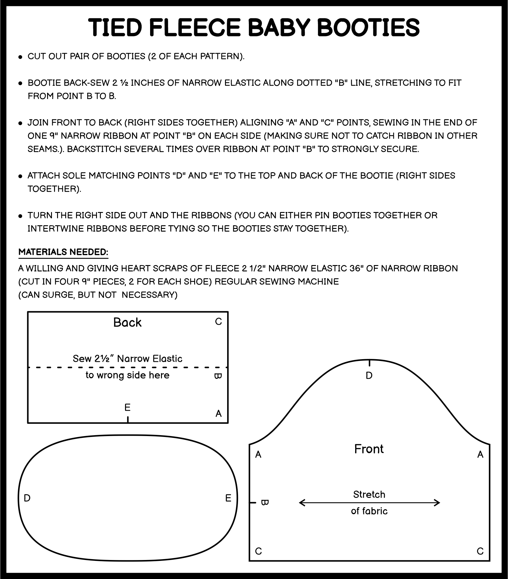 Knit Baby Bootie Instructions Printable