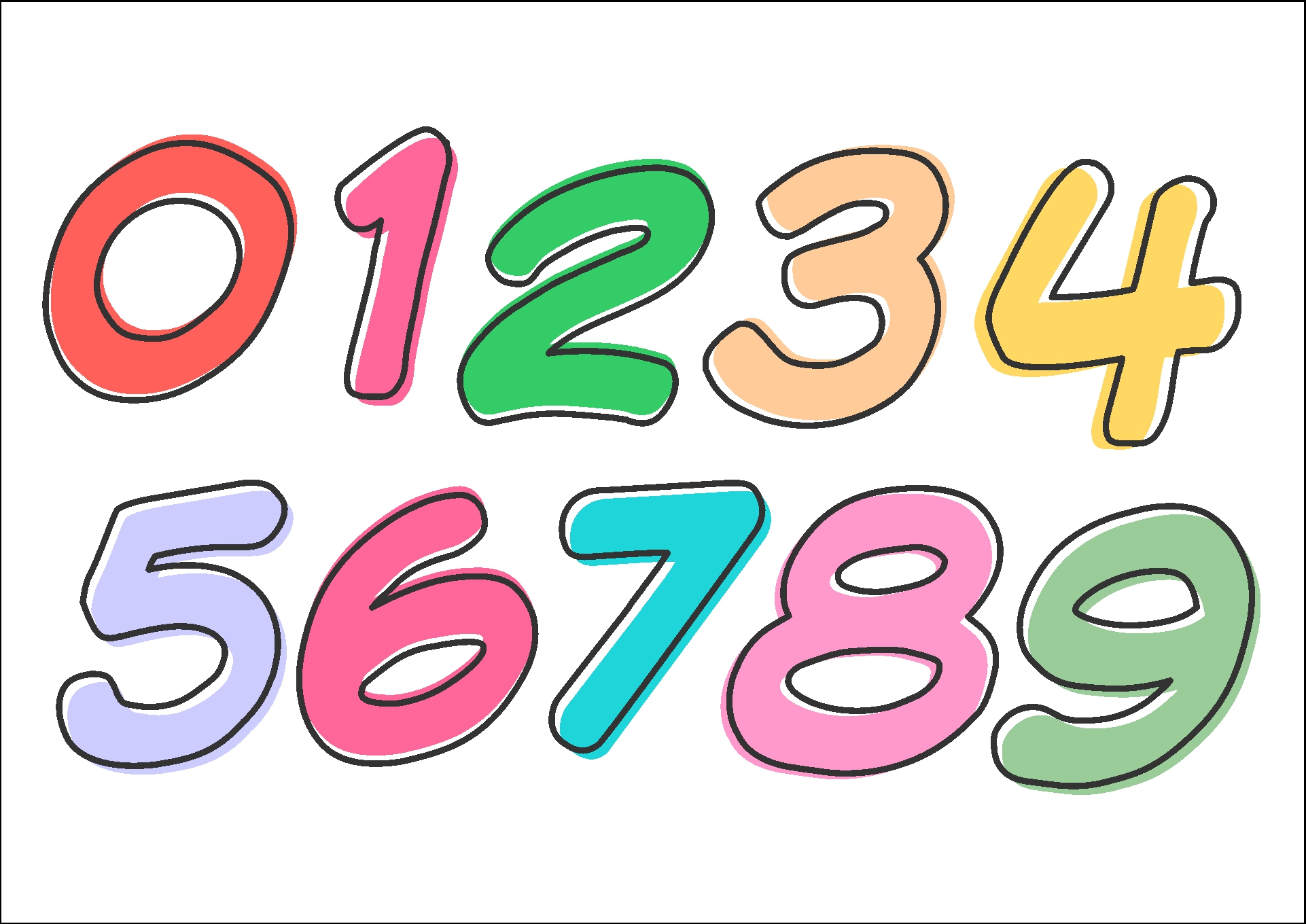 Large Printable Numbers 0-9 for Classroom