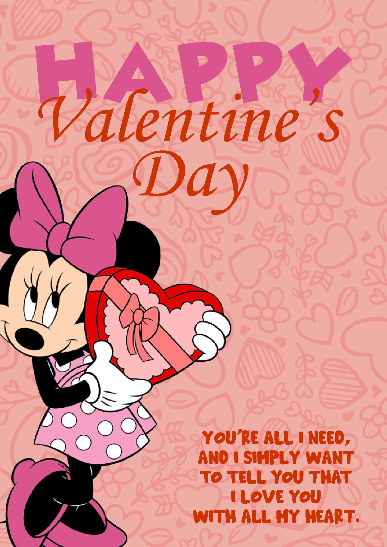 Minnie Mouse Valentine’s Day Cards