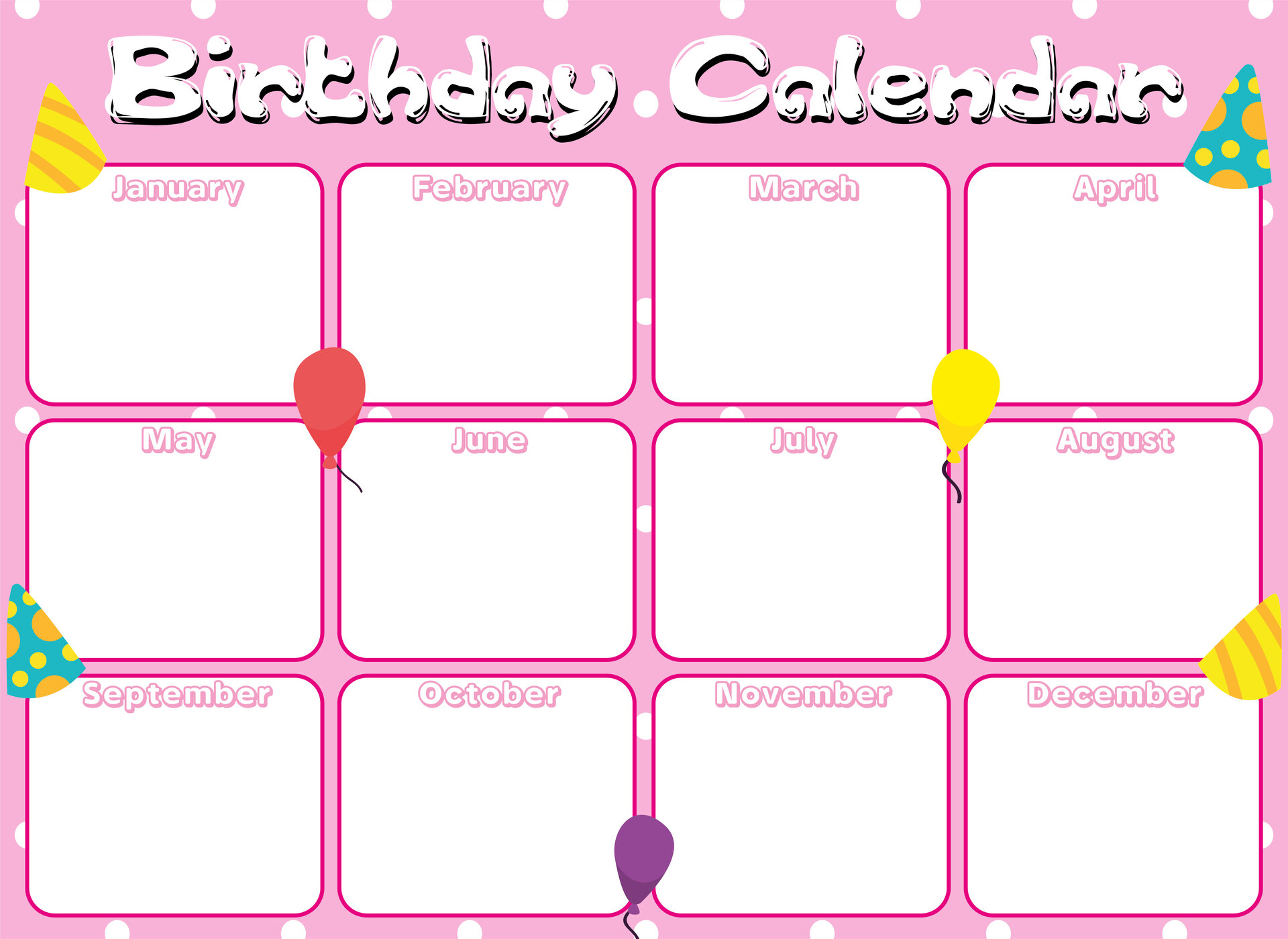 Monthly Office Birthday Chart