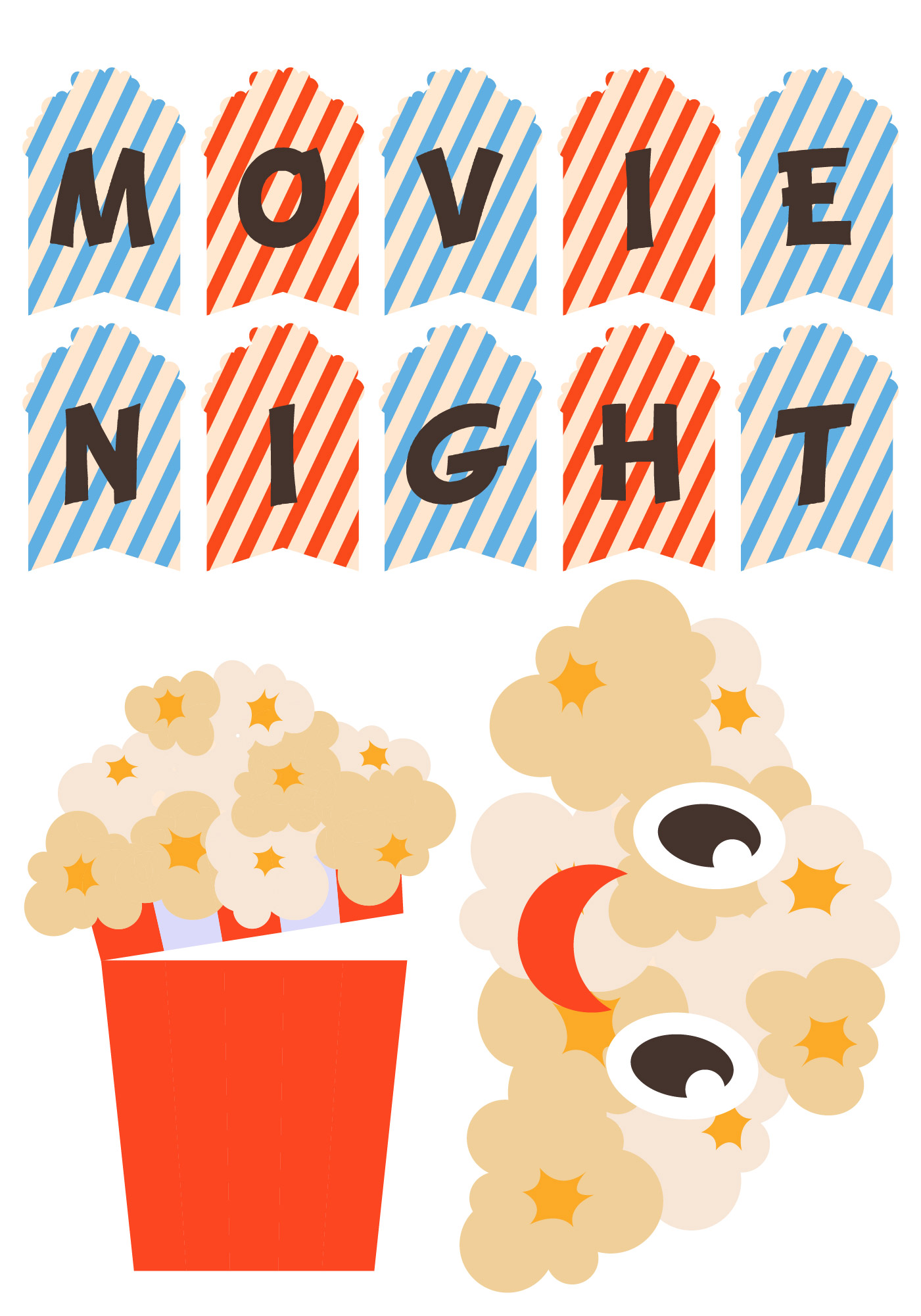 Popcorn Movie Night Decorations