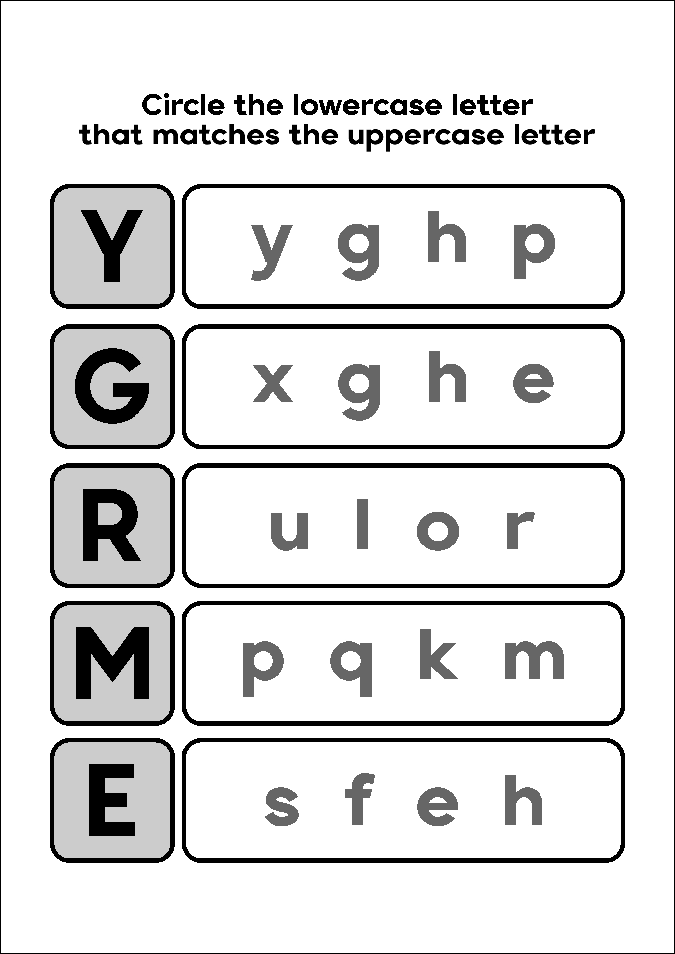 Preschool Alphabet Pairing Printables