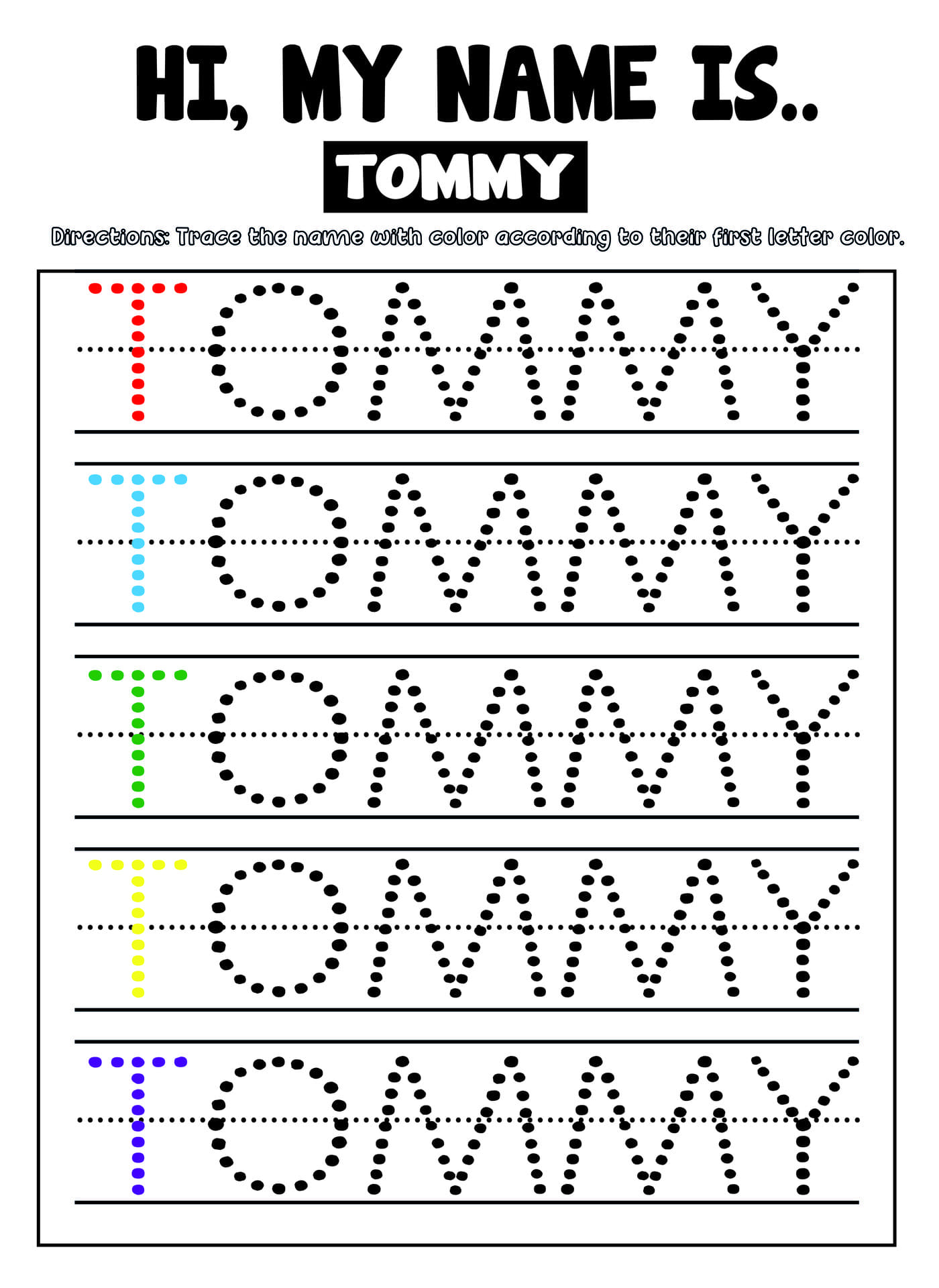 Preschool Name Tracing Worksheets