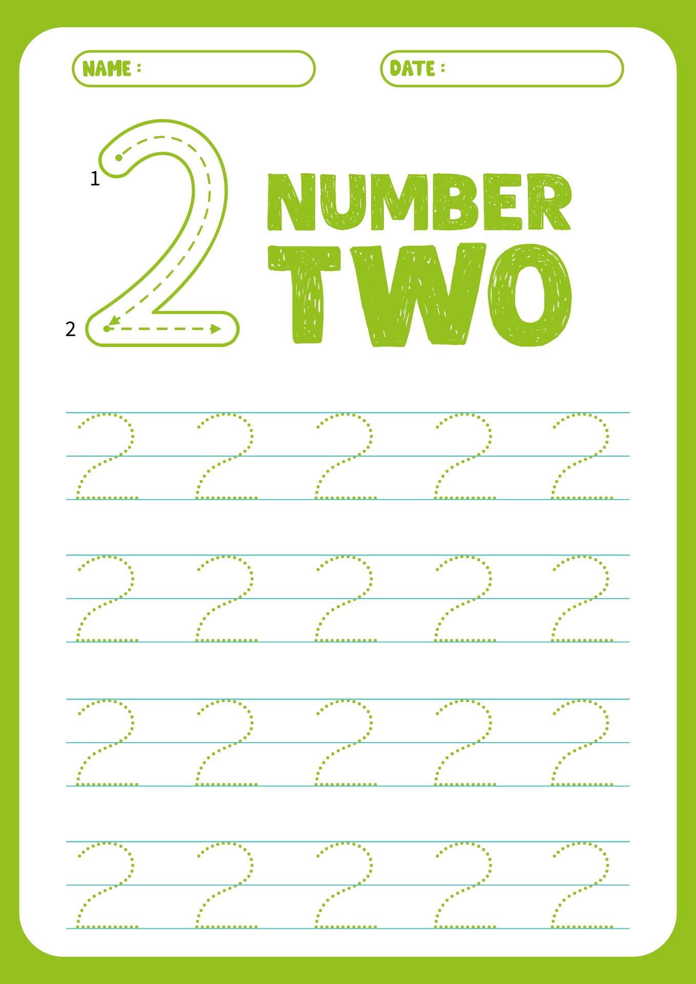 Preschool Number Tracing Sheets