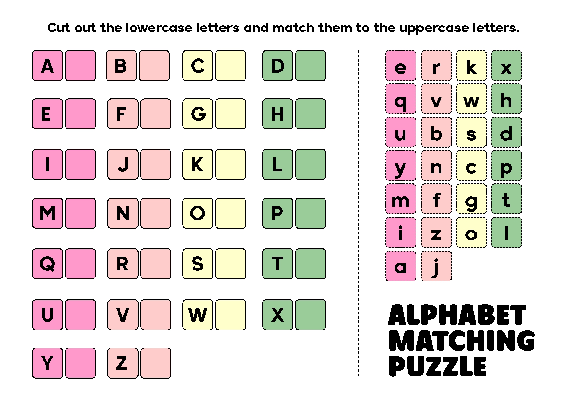 Printable ABC Matching Games for Kindergarten