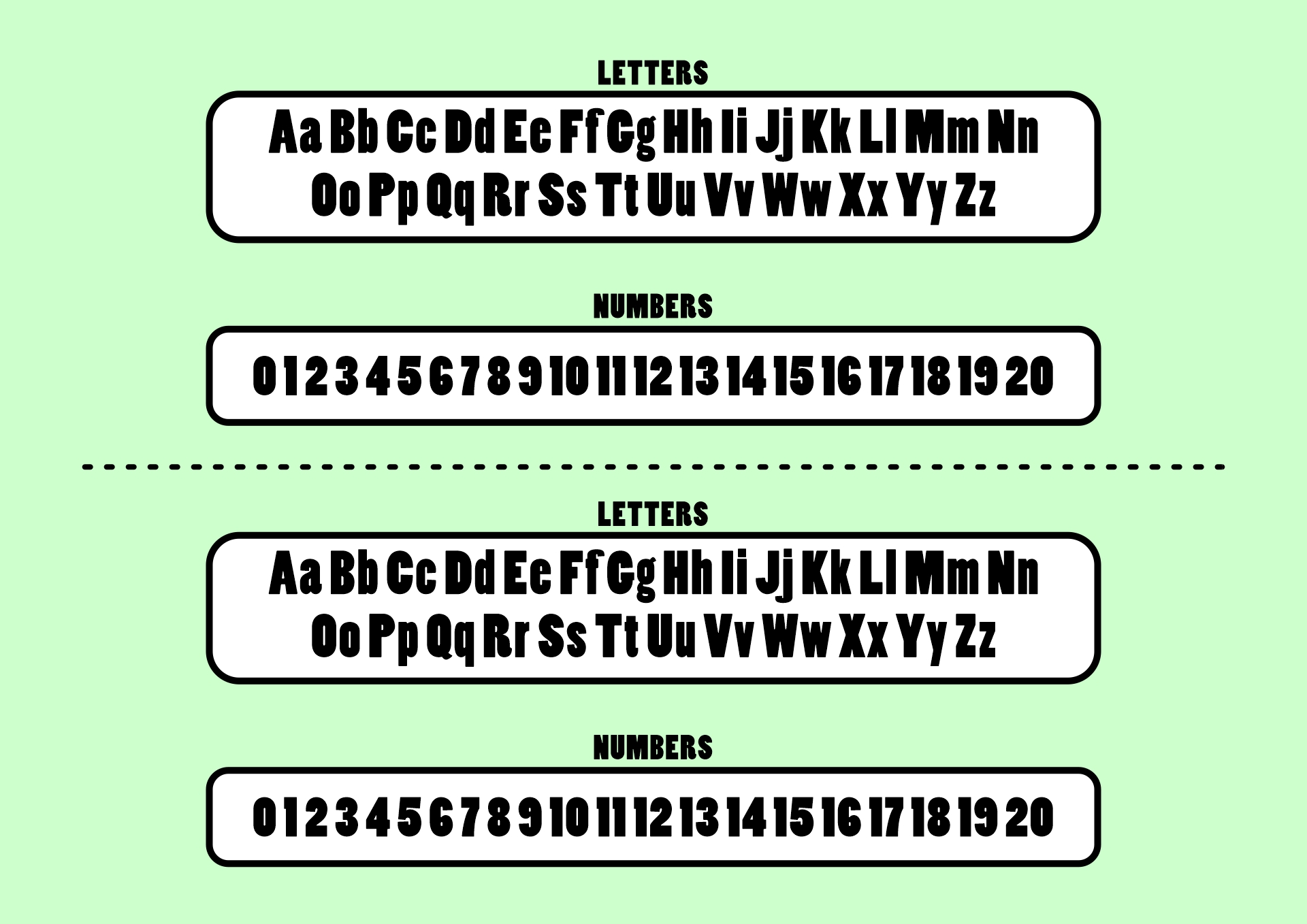 Printable Alphabet and Numerical Strip for Kids