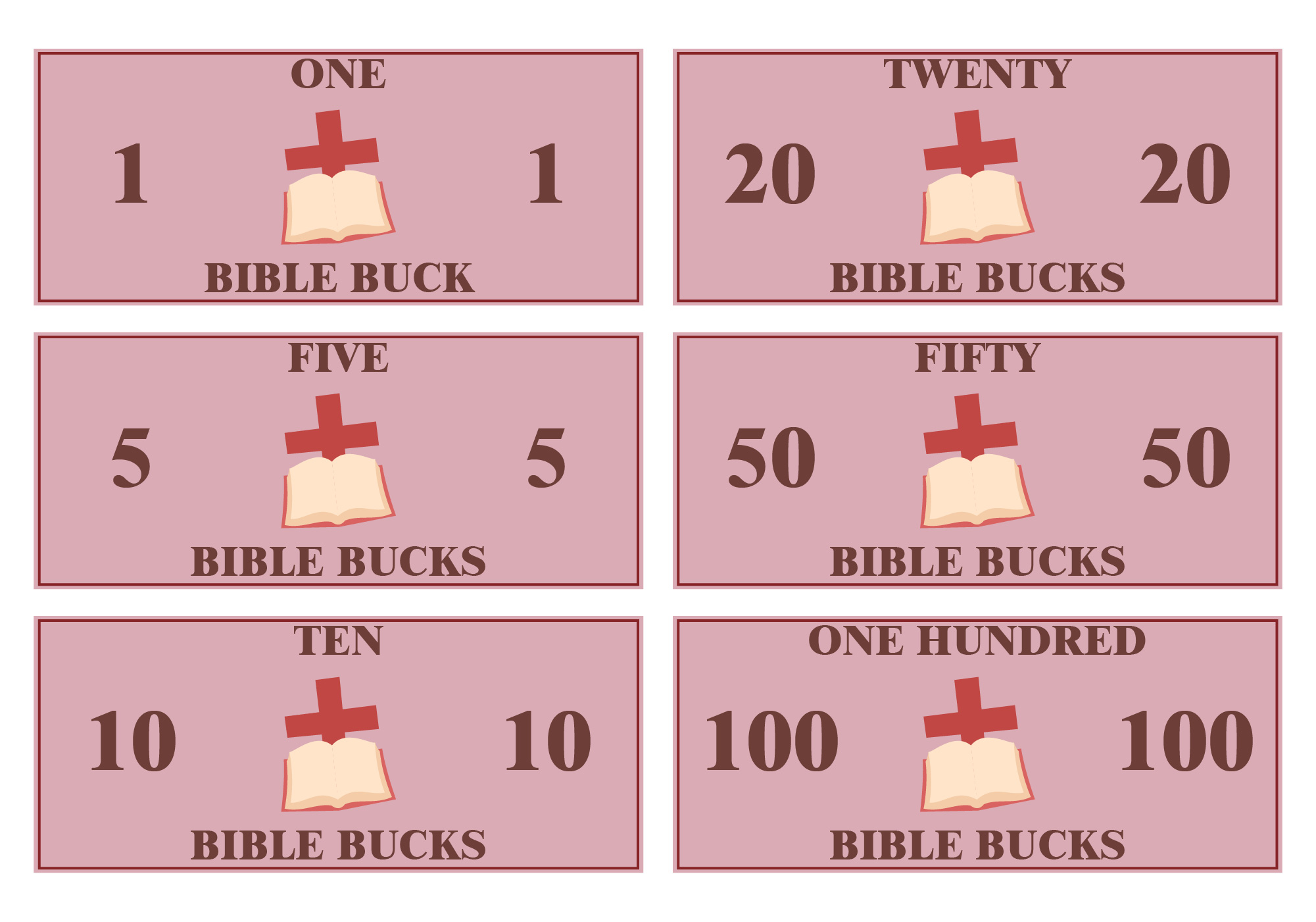 Printable Bible Bucks for Church Events