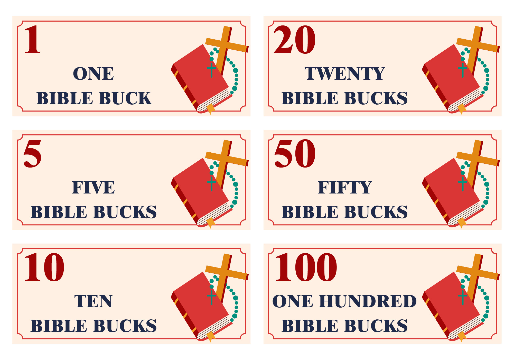 Printable Bible Bucks for Sunday School