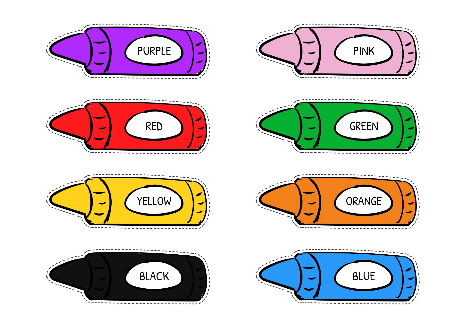 Printable Colorful Crayon Templates