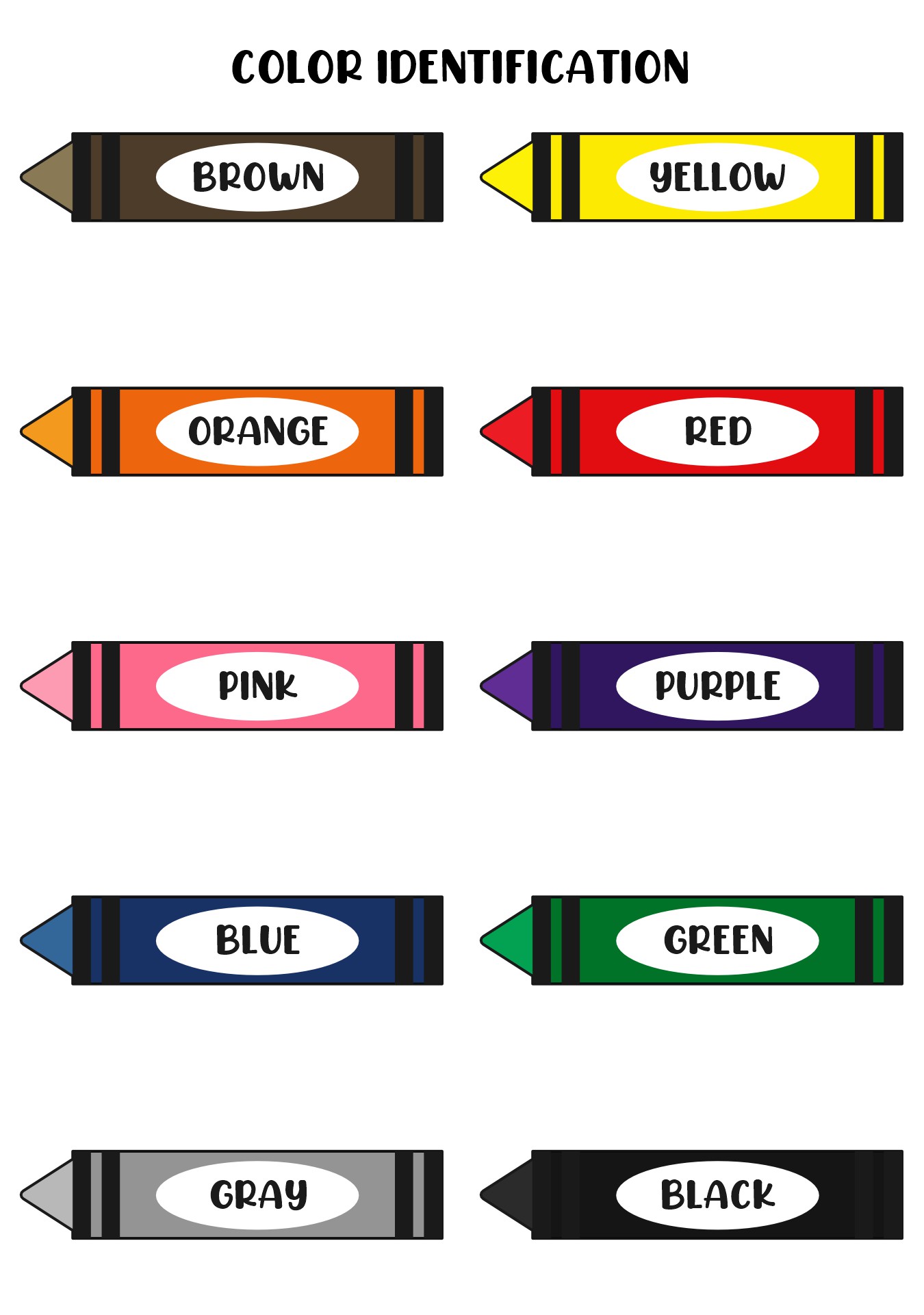 Printable Crayon Color Identification Chart