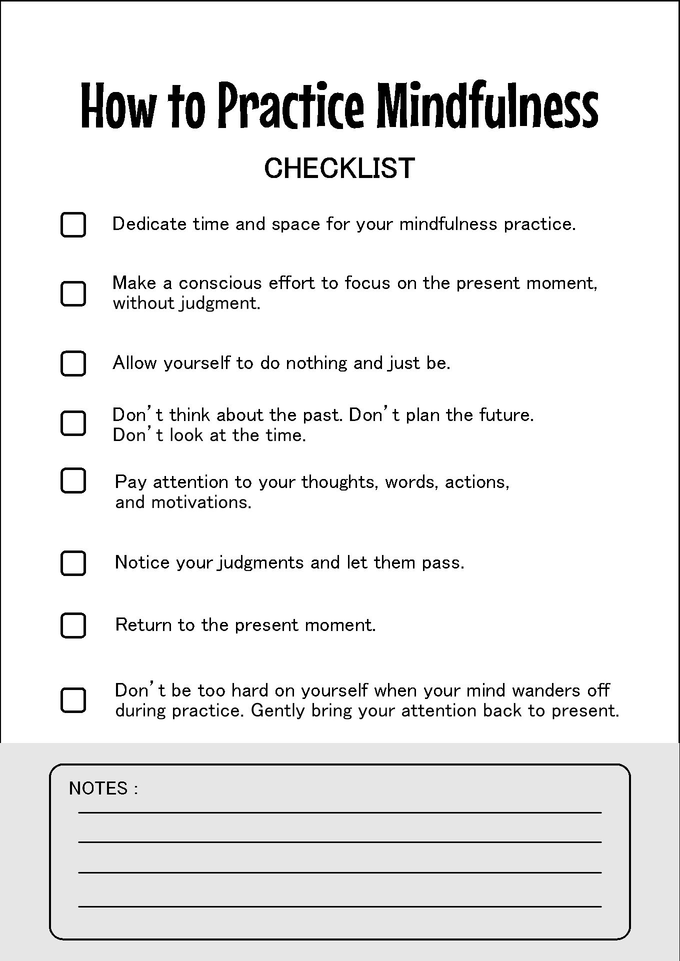 Printable DBT Mindfulness Exercises