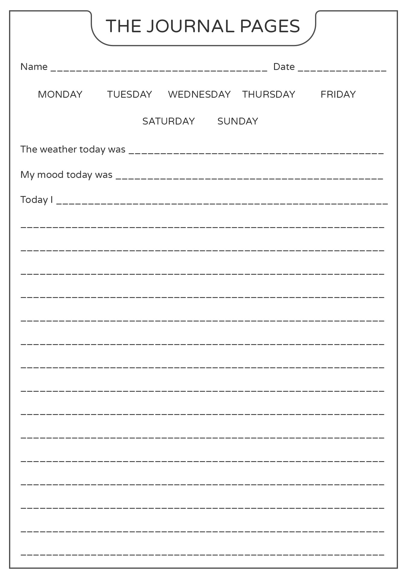 Printable Diary Pages for Teen