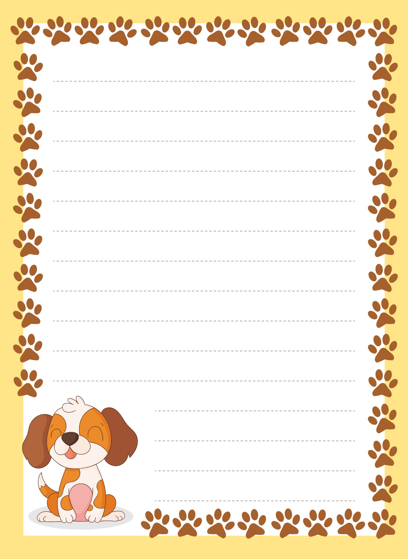 Printable Dog Paw Print Stationery