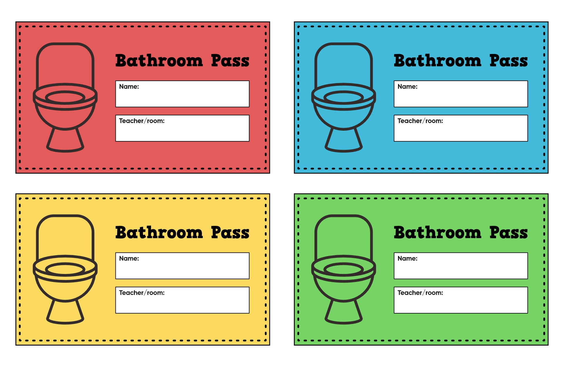 Printable Emergency Restroom Passes for Kids