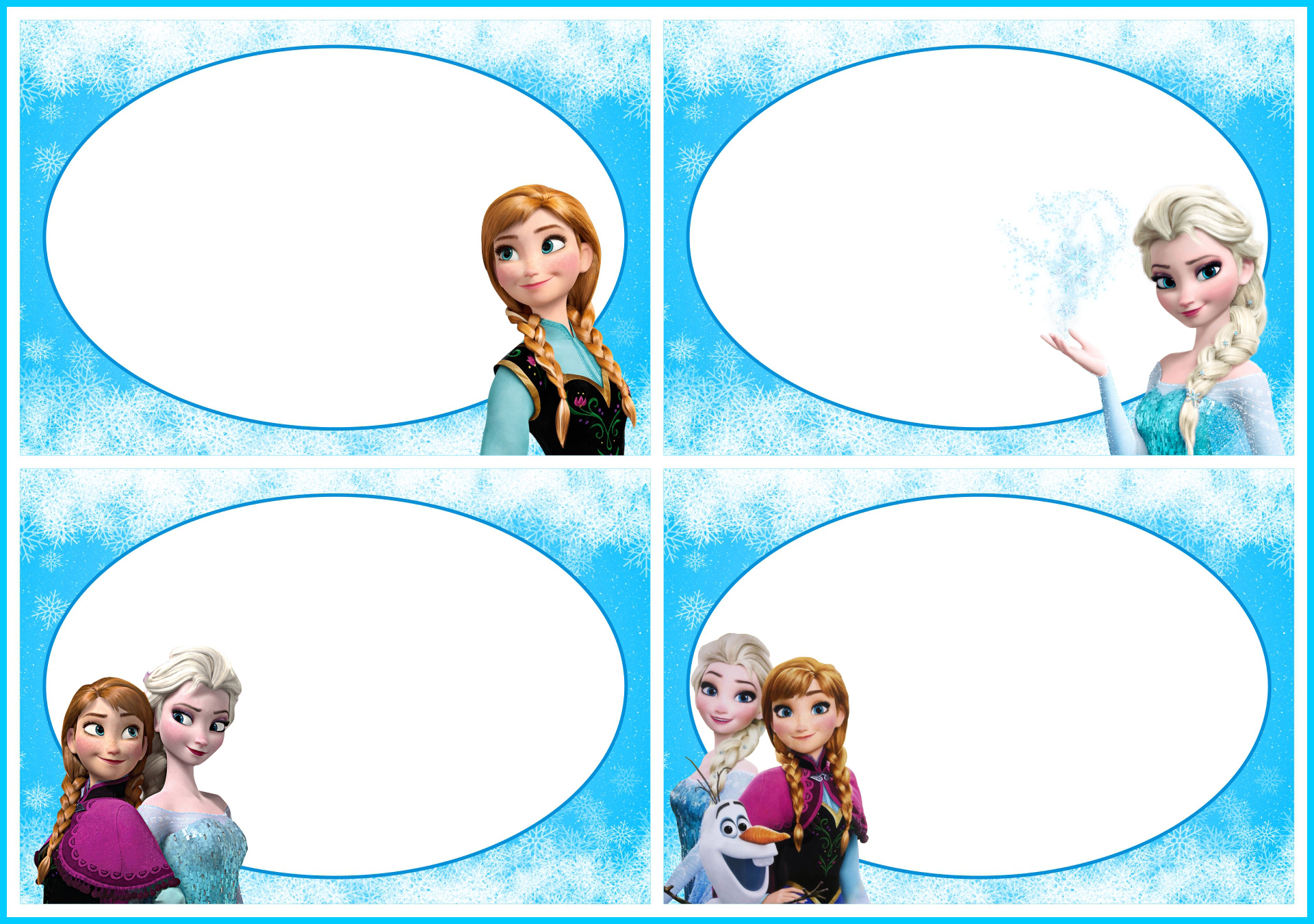 Printable Food Tags for Frozen Theme Party