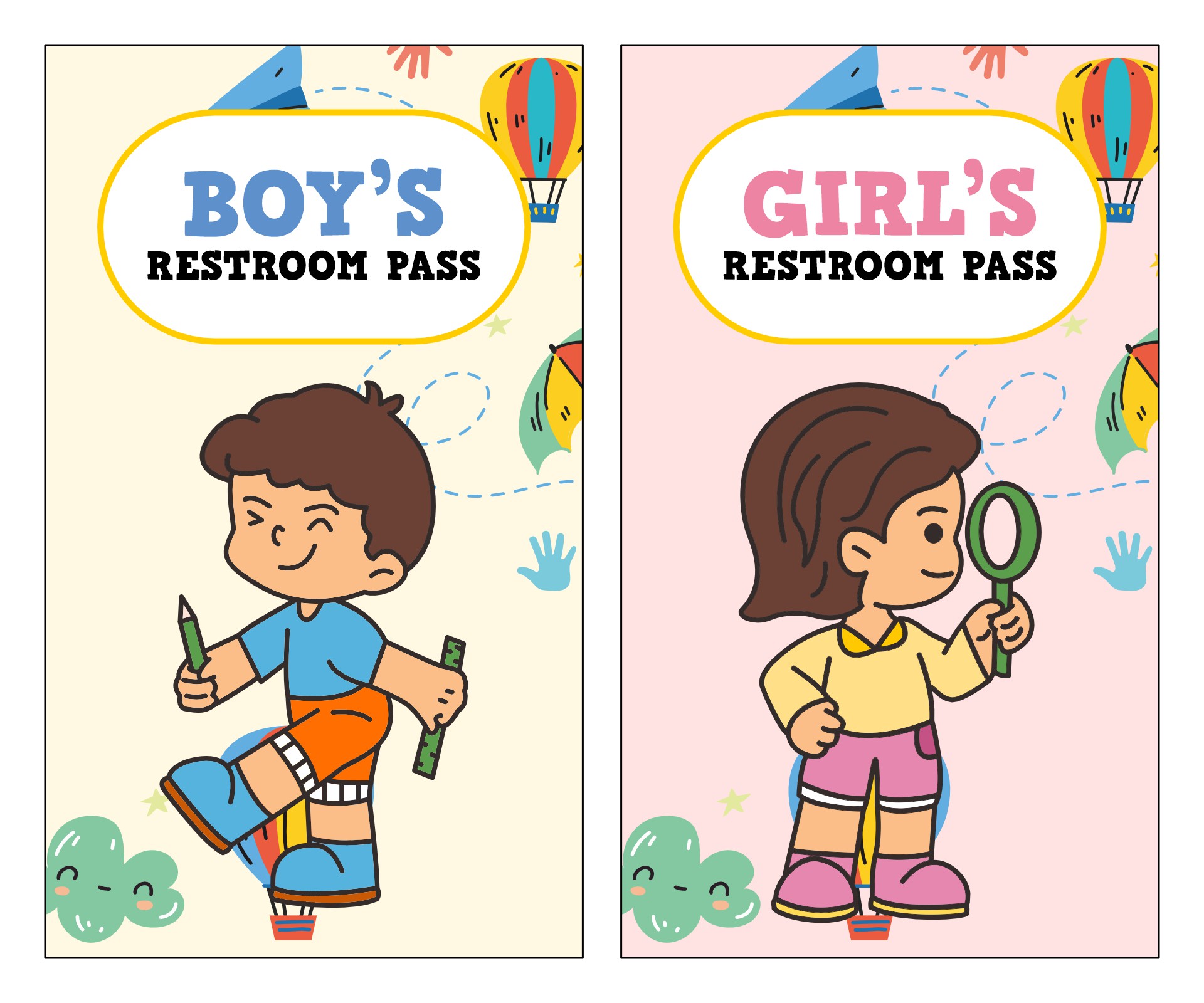 Printable Girls and Boys Restroom Passes