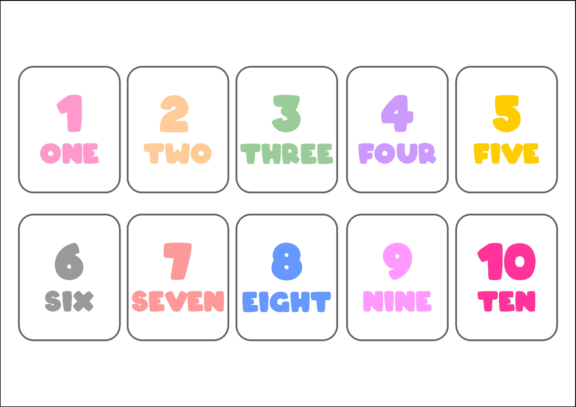 Printable Number Flash Cards for Preschoolers