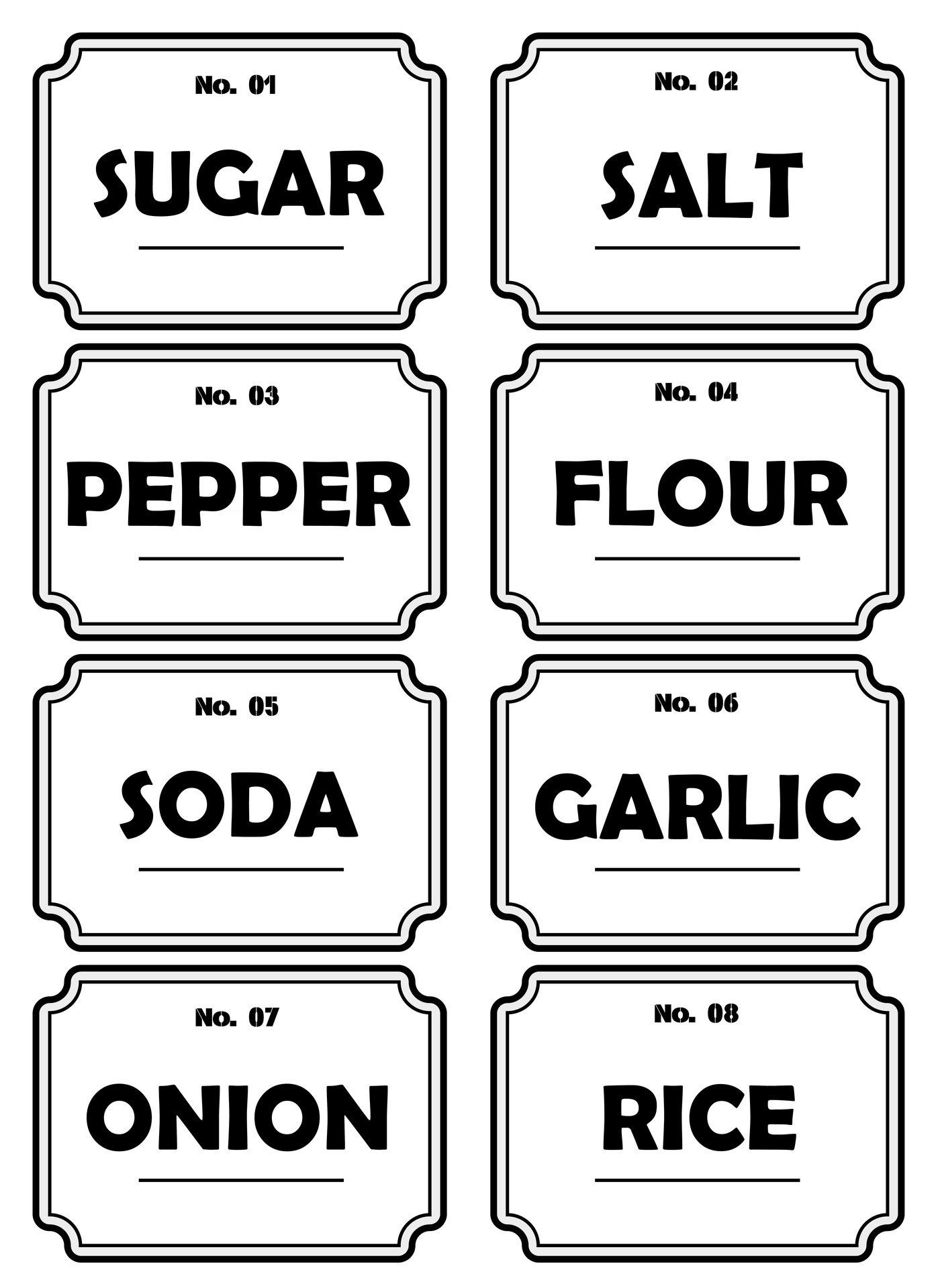 Printable Pantry Labels