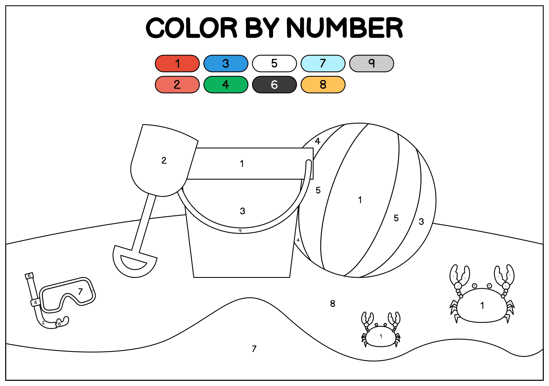 Printable Preschool Color by Numbers Sheets