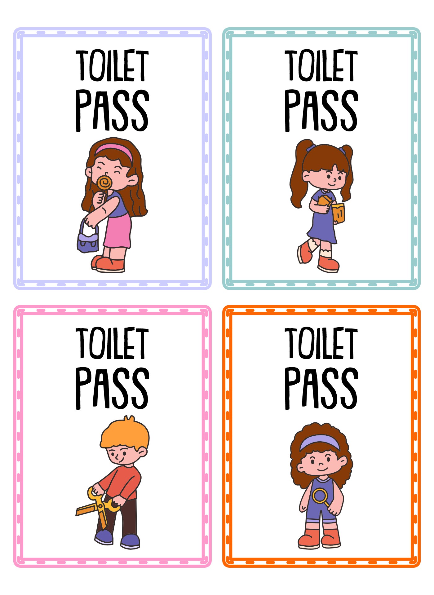 Printable Restroom Pass Cards for Students