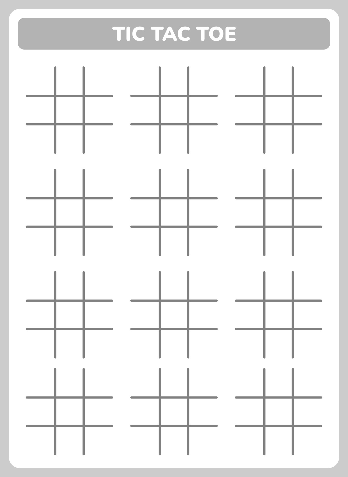 Printable Tic Tac Toe Grids