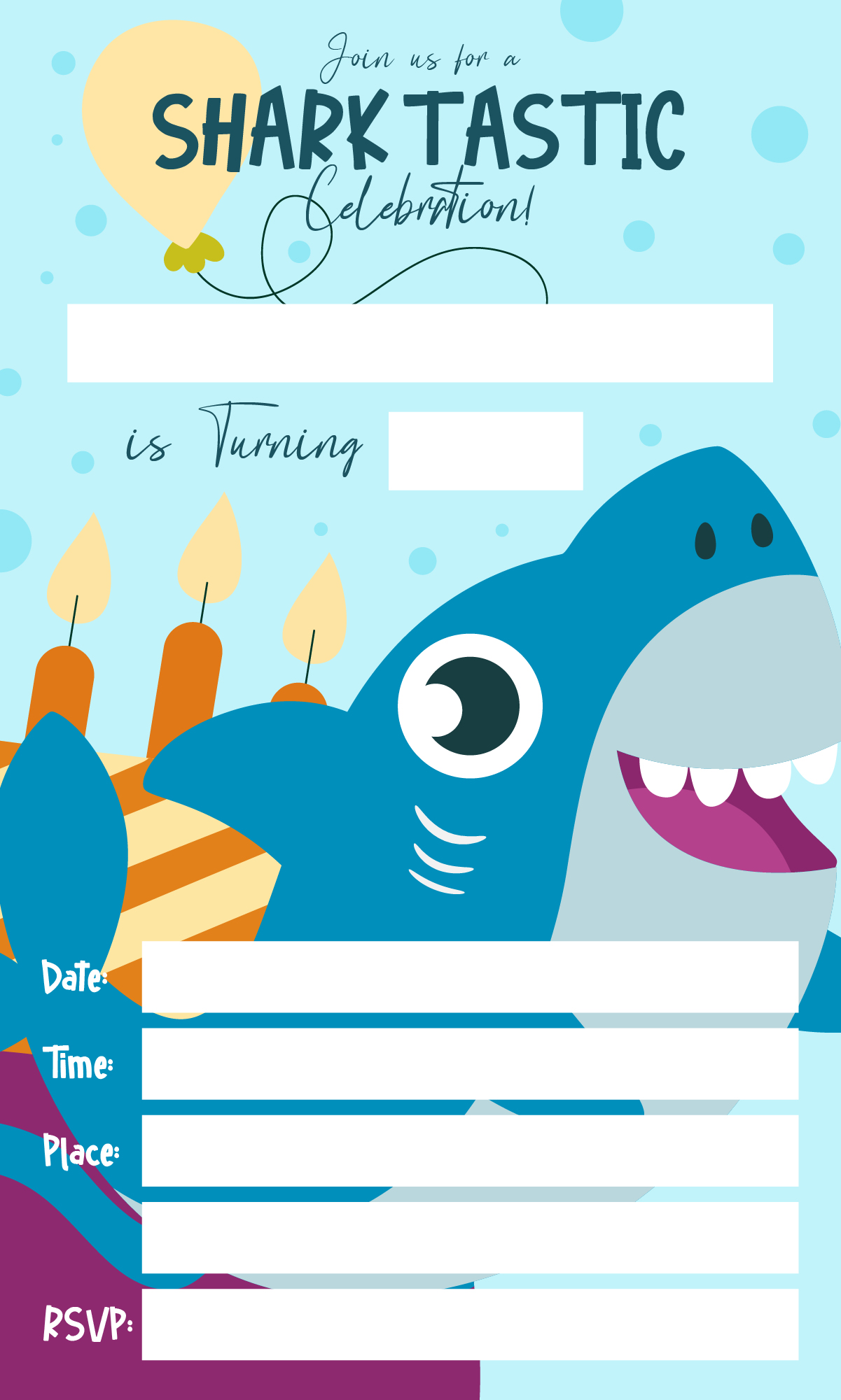 Shark Birthday Party Invitations