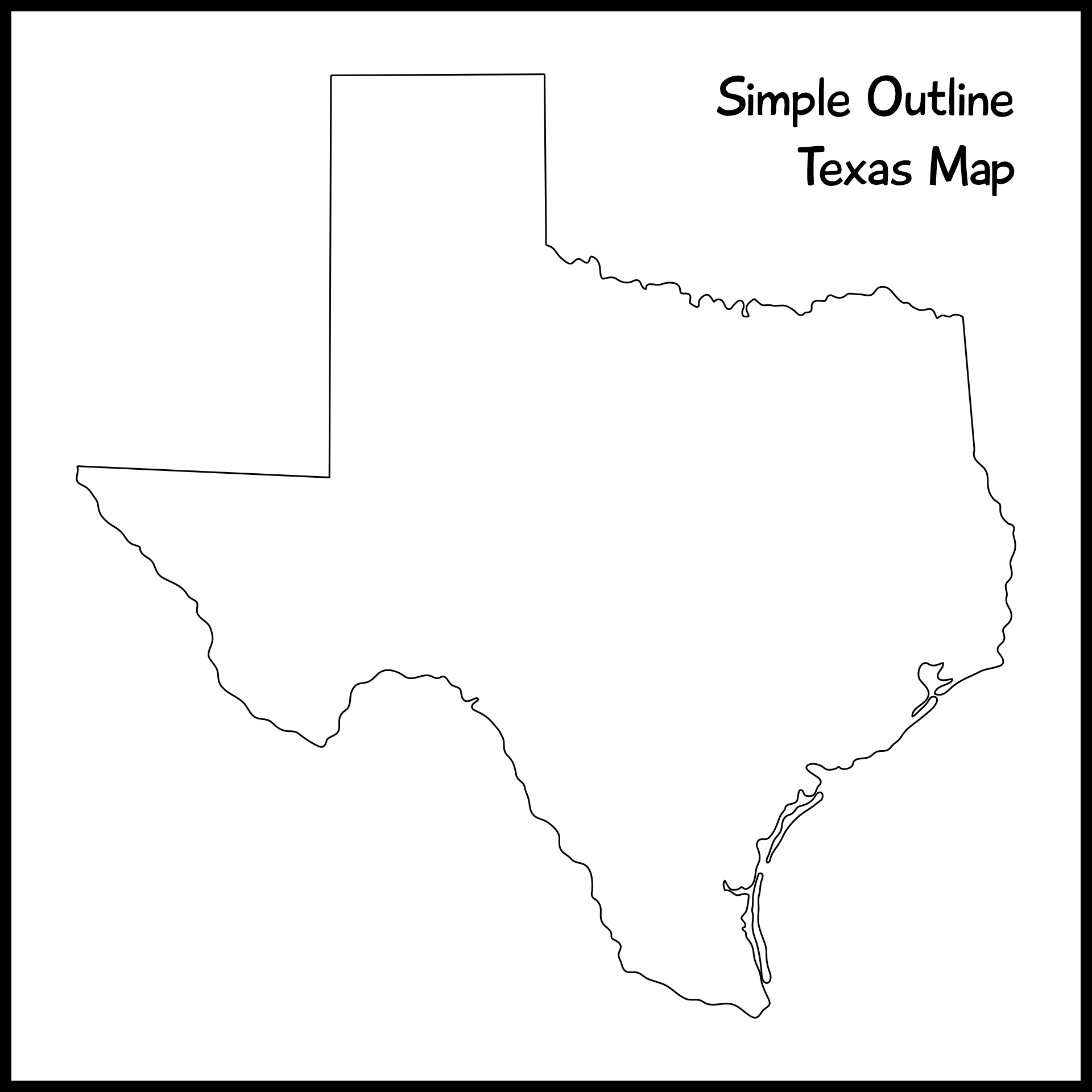 Simple Texas Map Outline for Kids