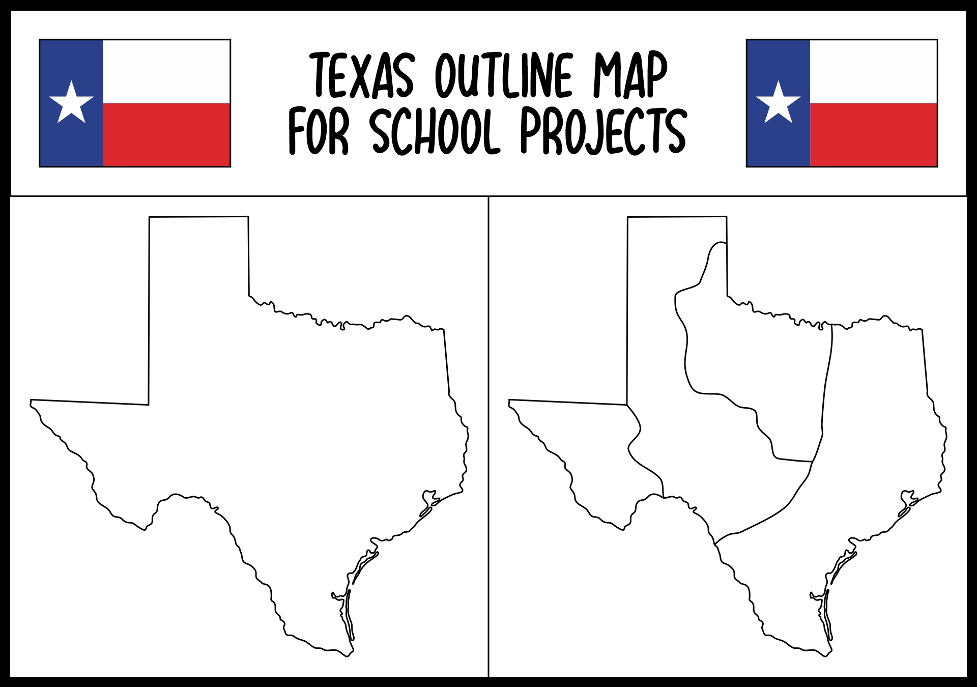 Texas Outline Map for School Projects