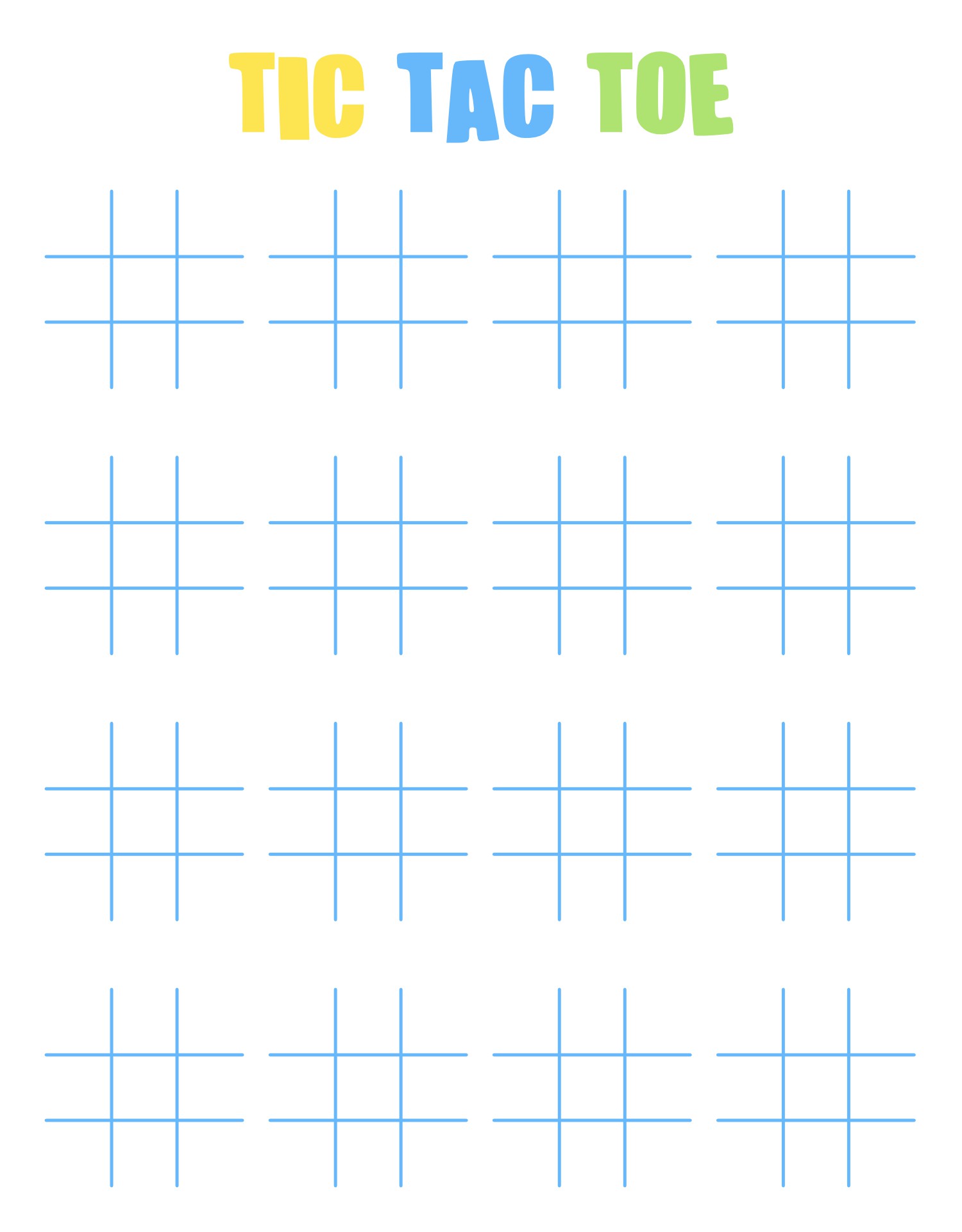 Tic Tac Toe Challenge Sheets