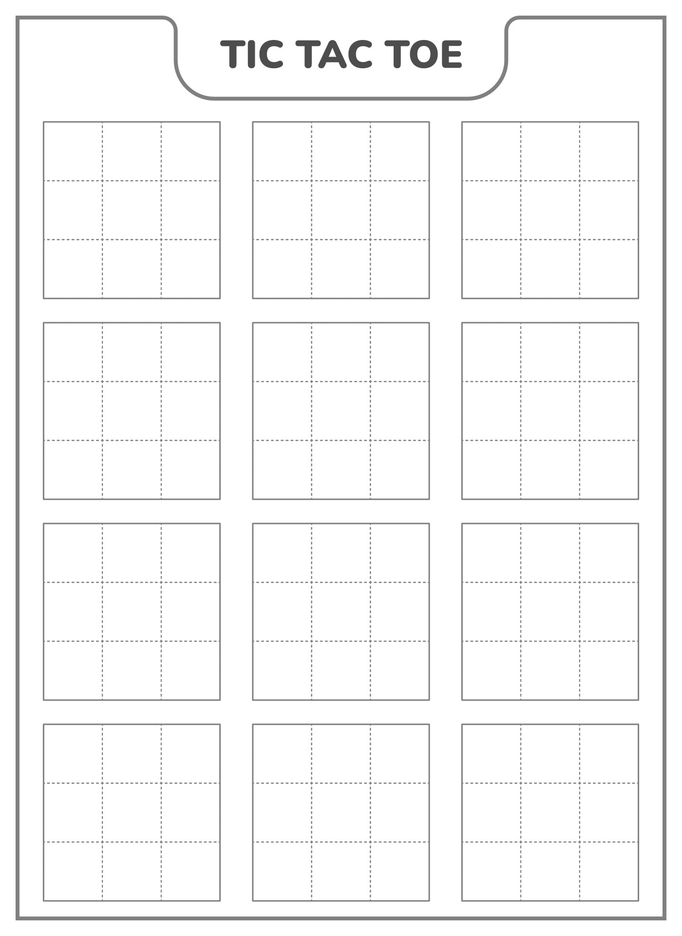 Tic Tac Toe Game Sheets for Kids