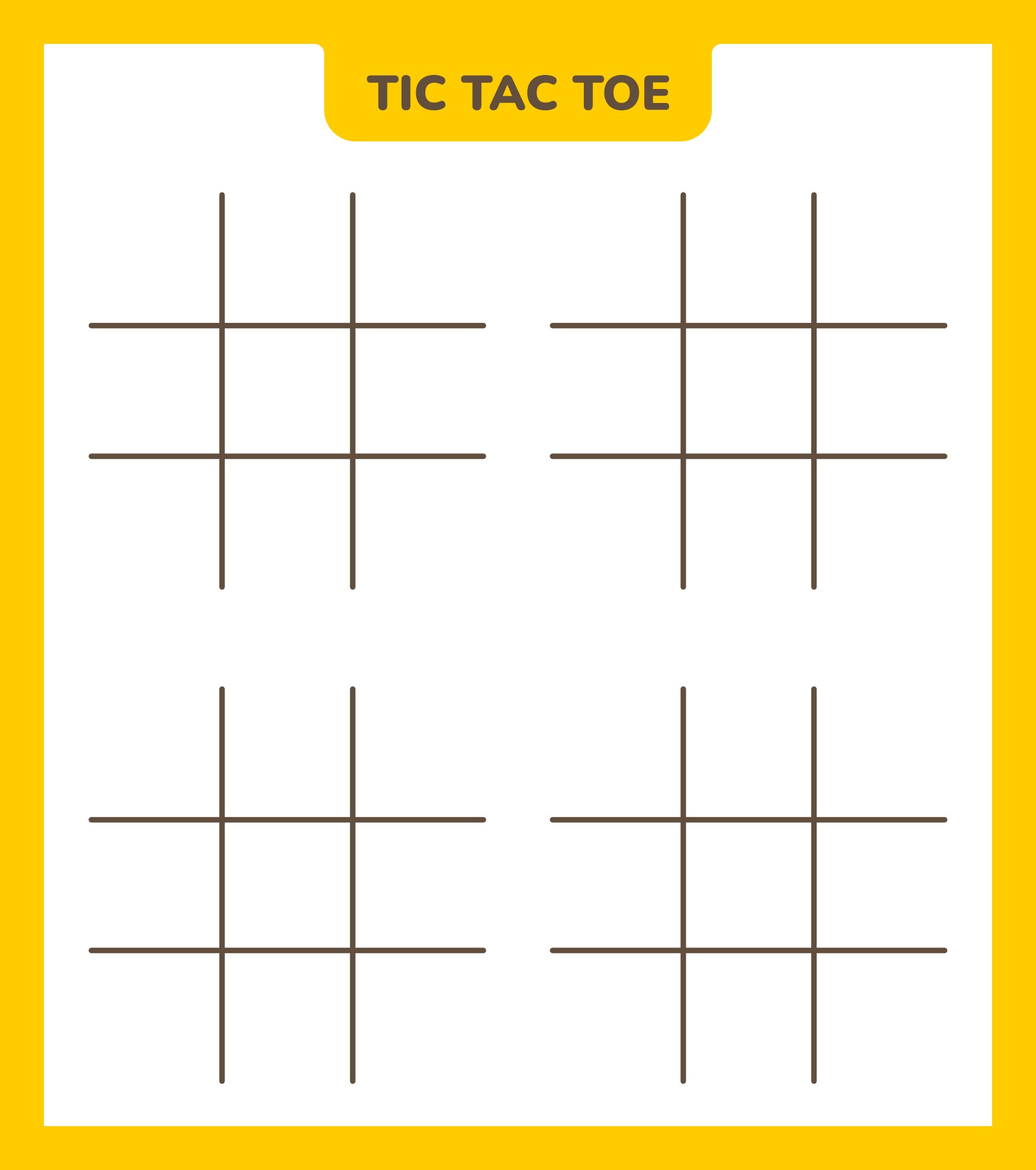 Tic Tac Toe Sheets for Classroom