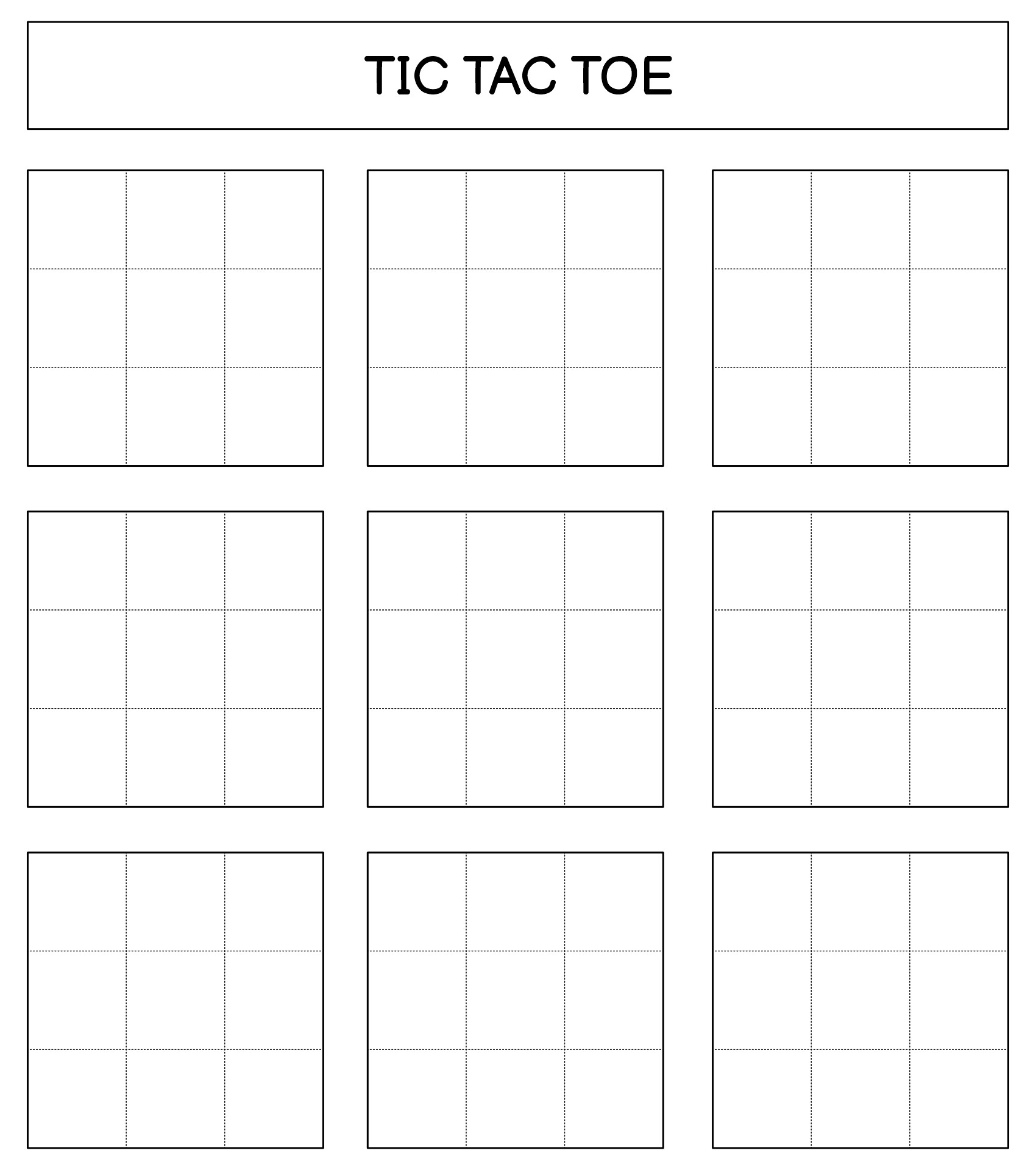 Tic Tac Toe Tournament Sheets