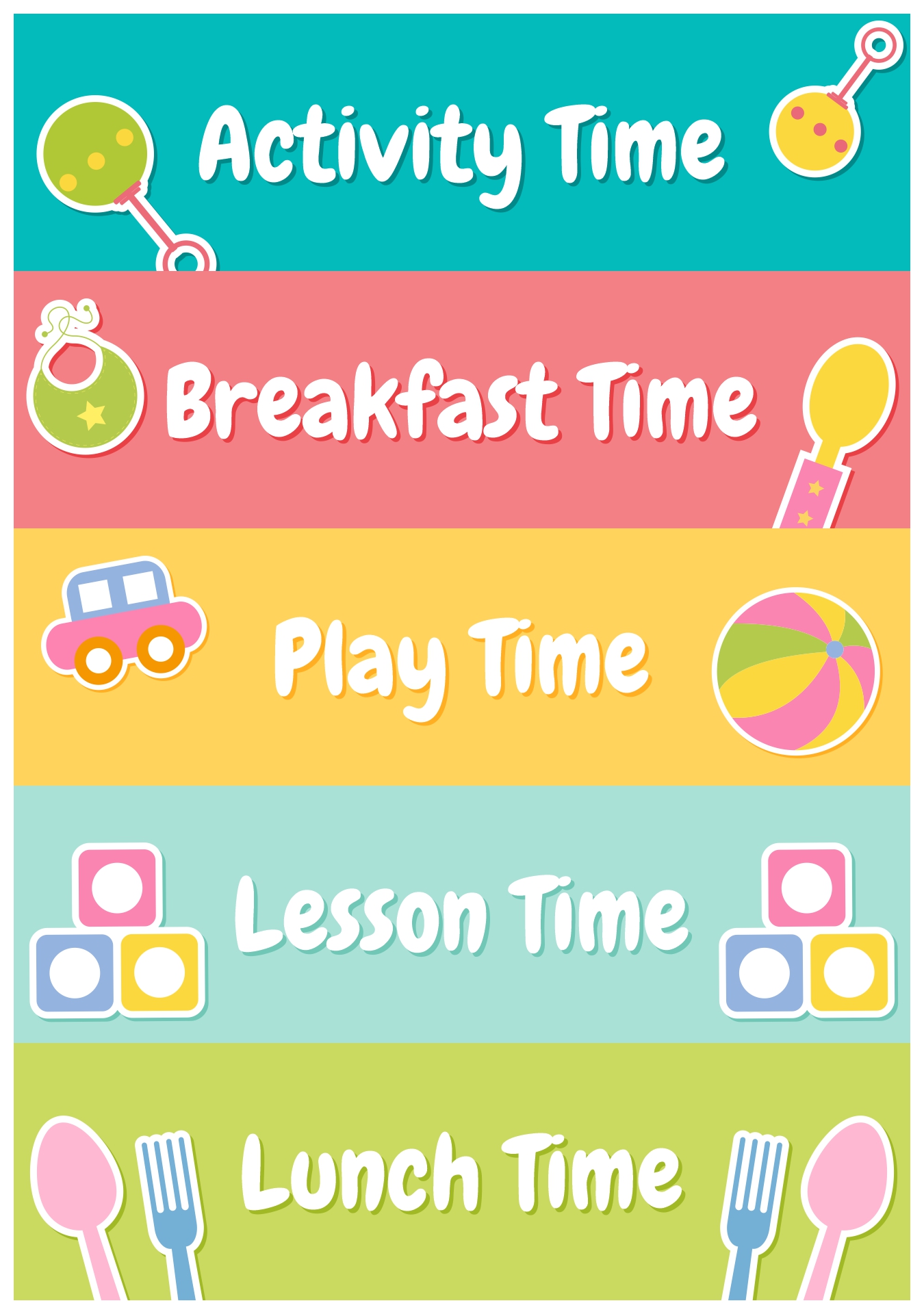 Toddler Daycare Daily Routine Chart Printable