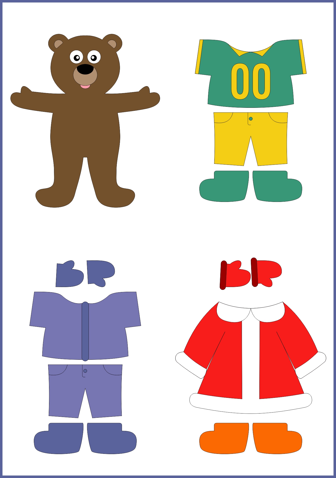 Weather Bear Seasonal Outfits Printable