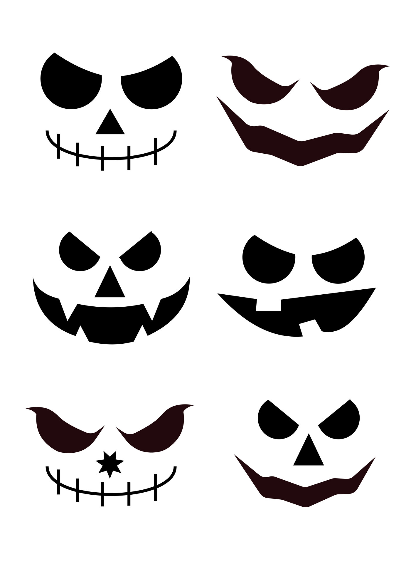 Creepy Pumpkin Face Templates for Carving