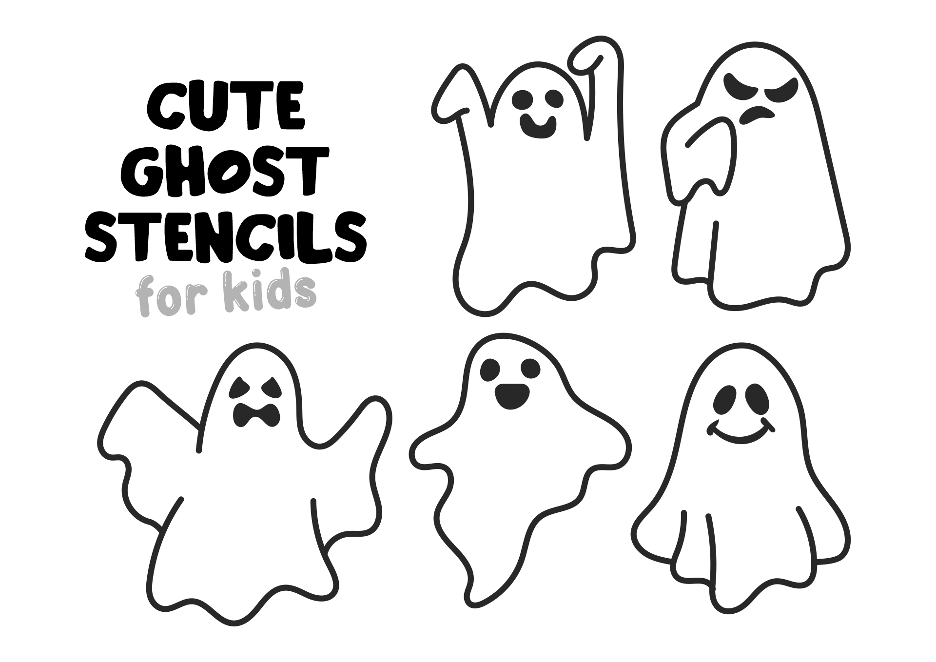 Cute Ghost Stencils for Kids