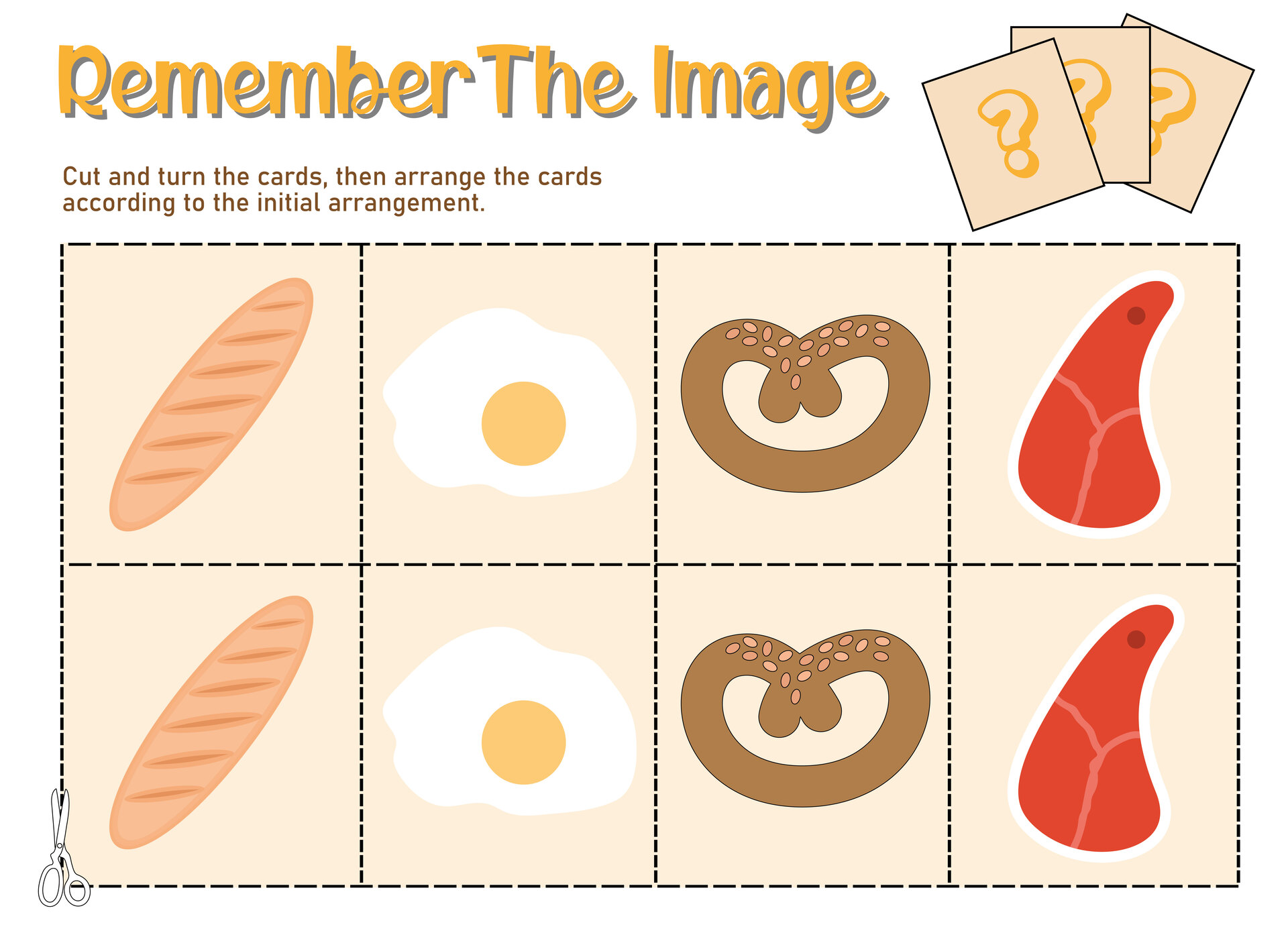 Food Memory Game Cards for Kids