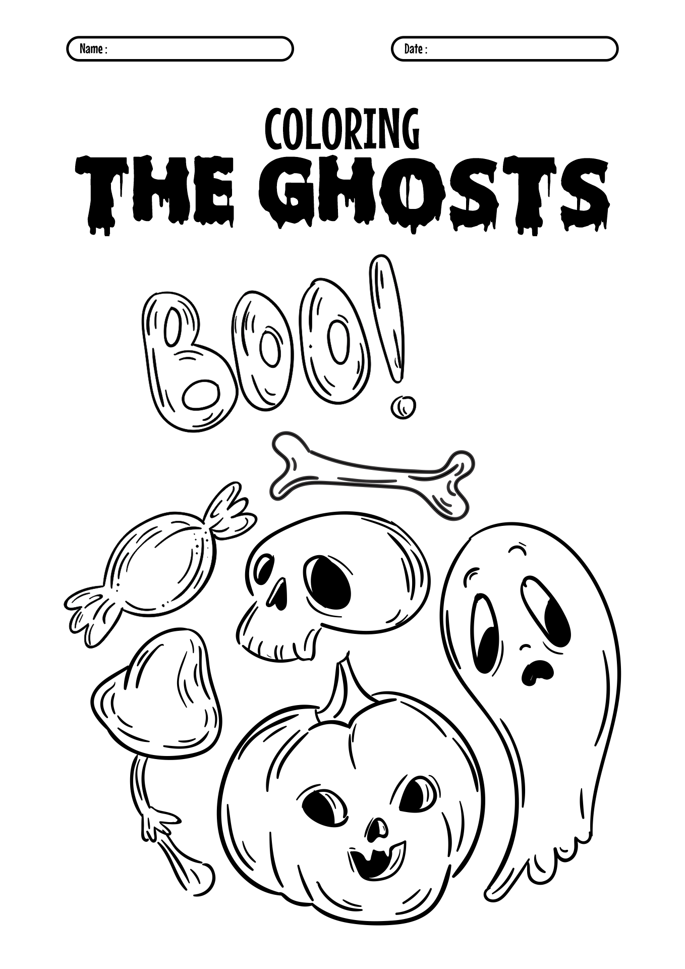 Ghost Coloring Worksheets for Kindergarten